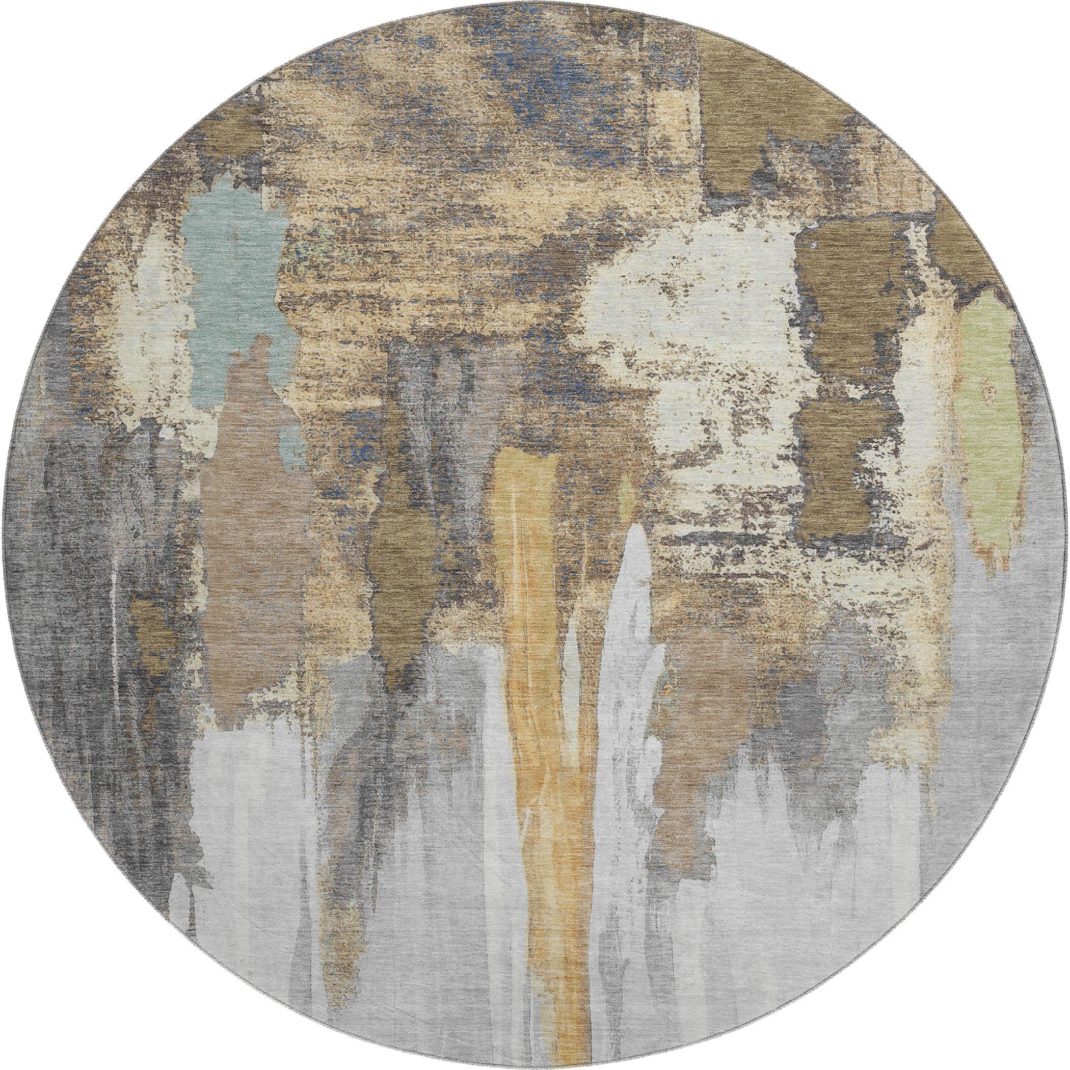 Luang Prabang Machine Washable Transitional Taupe Brown Rug 8' x 8' #shape_Round