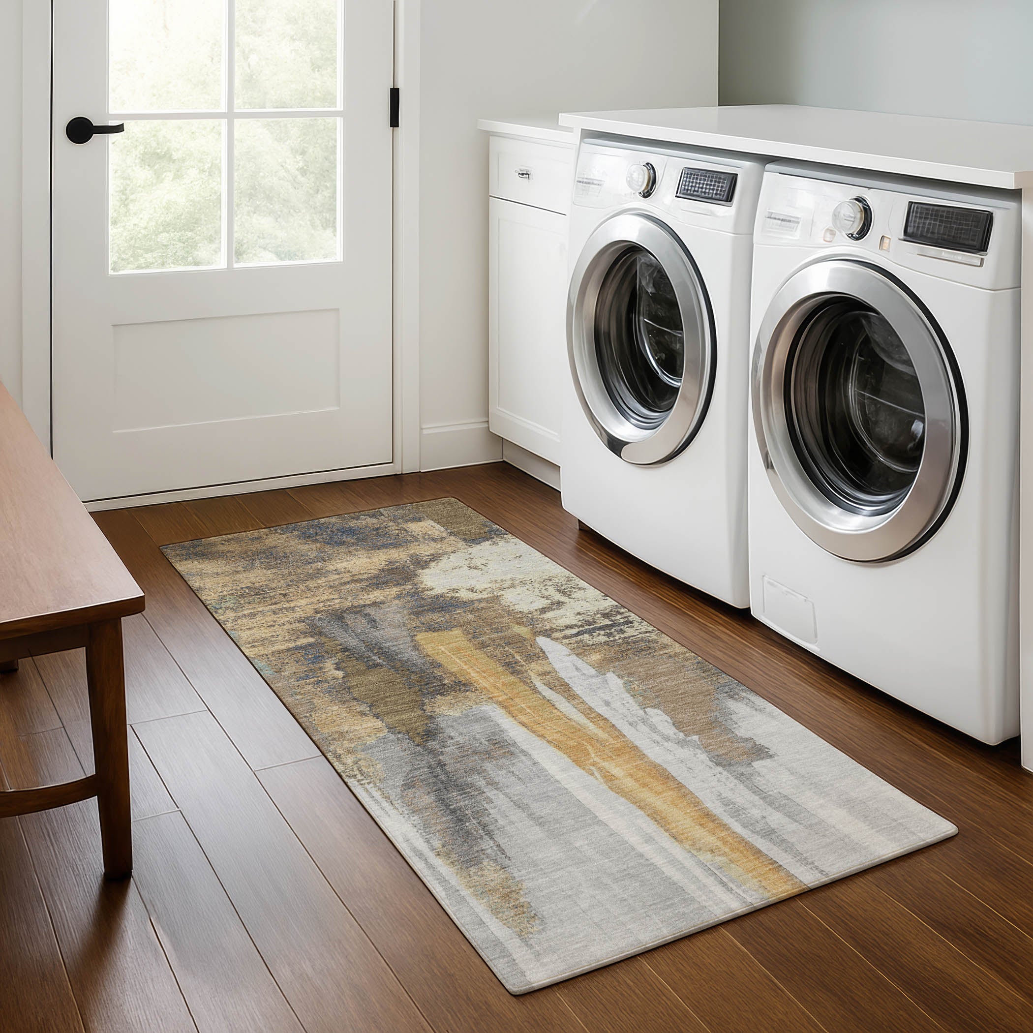 Luang Prabang Machine Washable Transitional Taupe Brown Rug 2'3" x 7'6" #shape_Runner