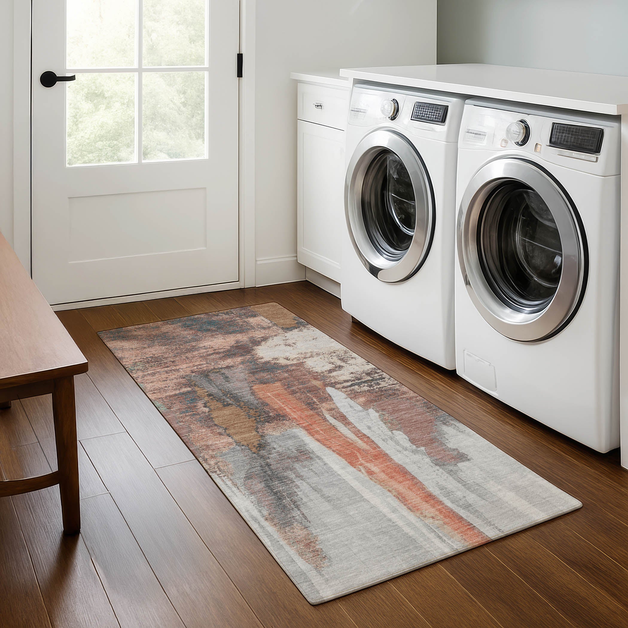 Luang Prabang Machine Washable Transitional Terracotta Orange Rug 2'3" x 7'6" #shape_Runner