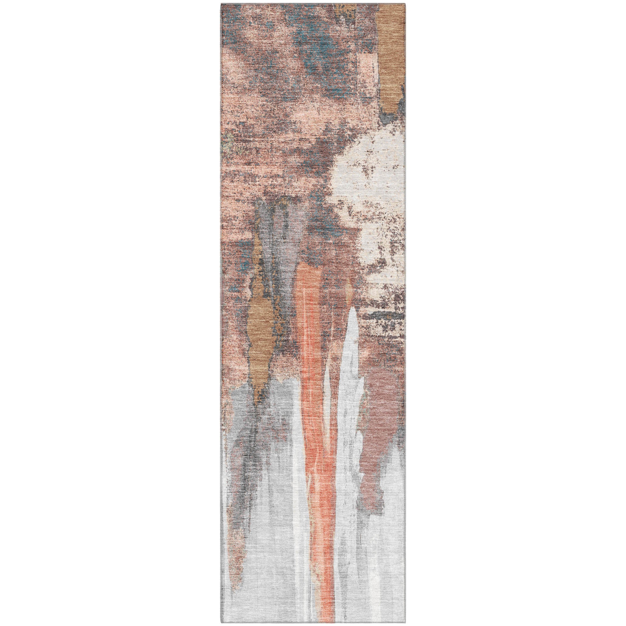 Luang Prabang Machine Washable Transitional Terracotta Orange Rug 2'3" x 7'6" #shape_Runner