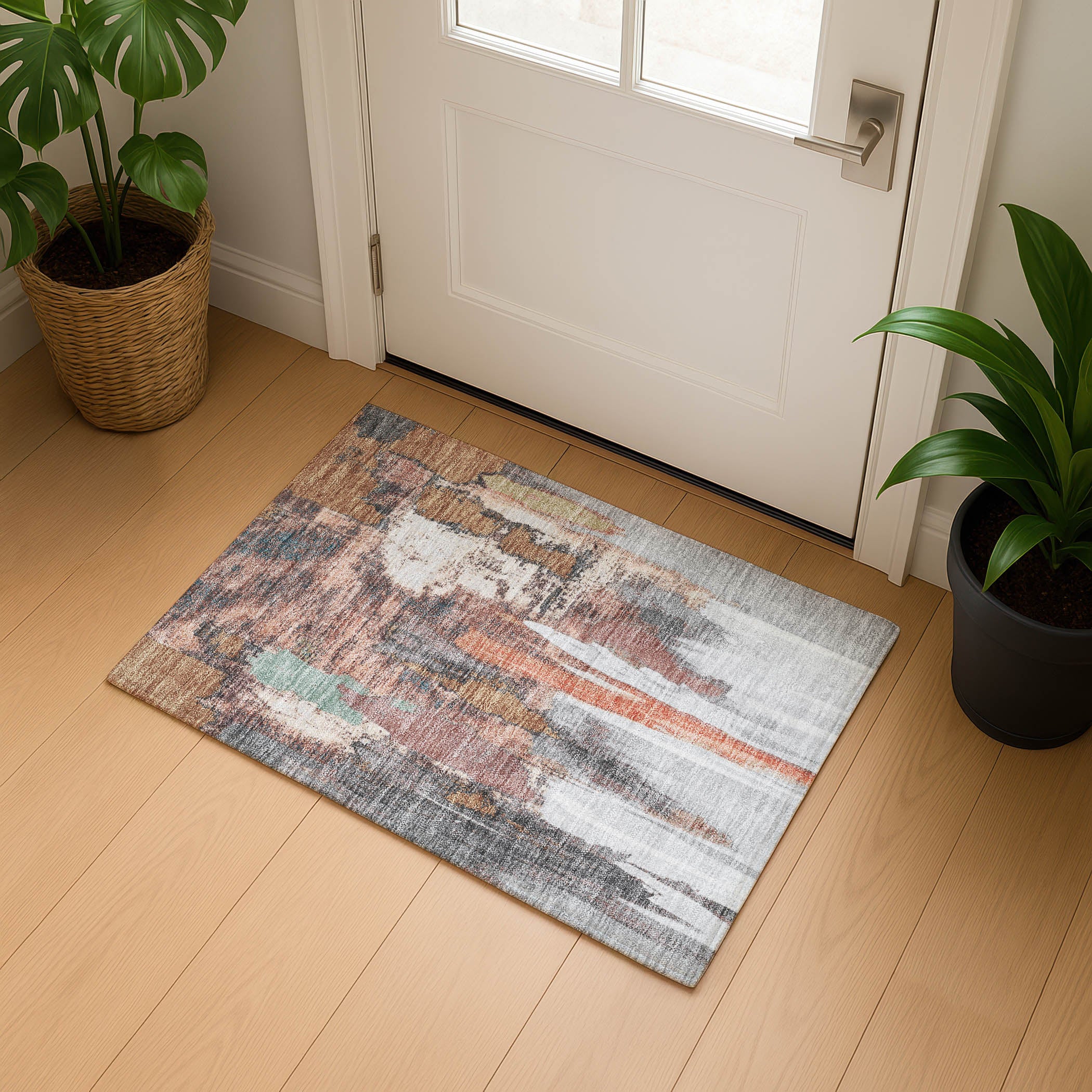 Luang Prabang Machine Washable Transitional Terracotta Orange Rug 1'8" x 2'6" #shape_Rectangle