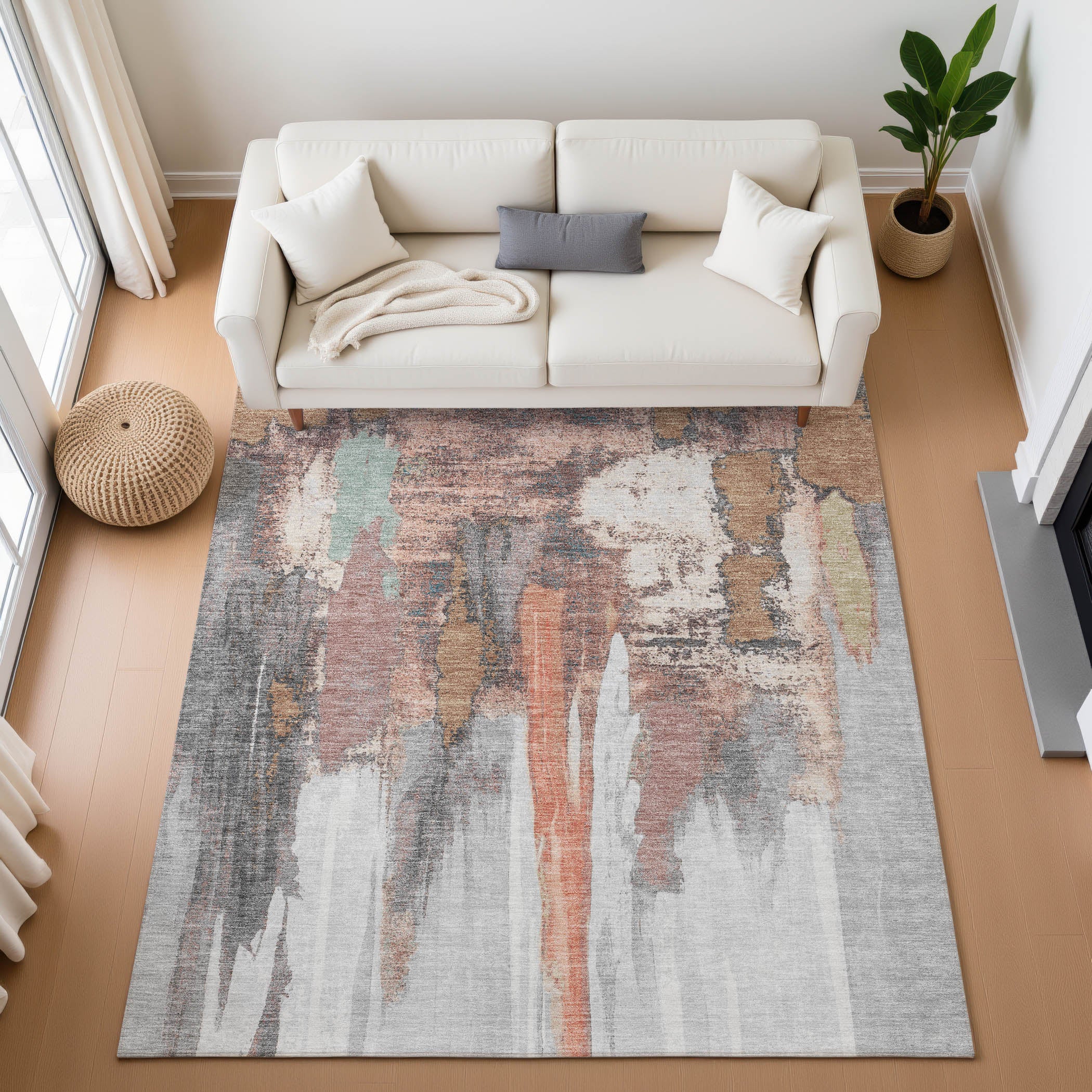 Luang Prabang Machine Washable Transitional Terracotta Orange Rug 2'6" x 3'10" #shape_Rectangle