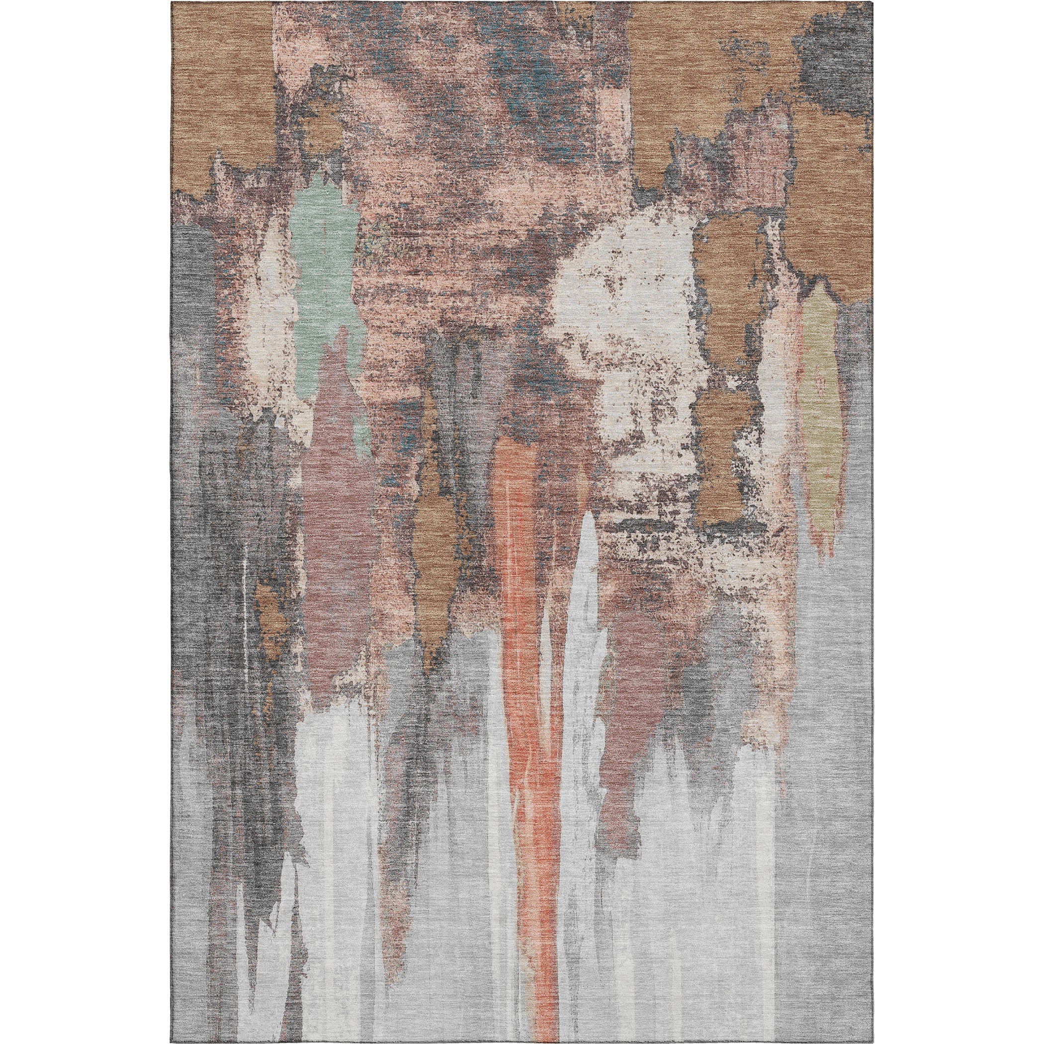 Luang Prabang Machine Washable Transitional Terracotta Orange Rug 2'6" x 3'10" #shape_Rectangle