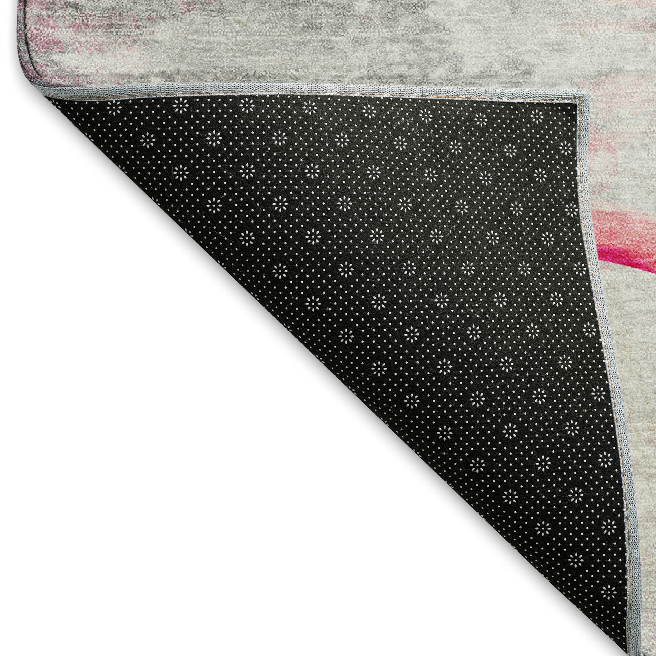 Luang Prabang Machine Washable Tropical Pink Gray Rug 1'8" x 2'6" #shape_Rectangle