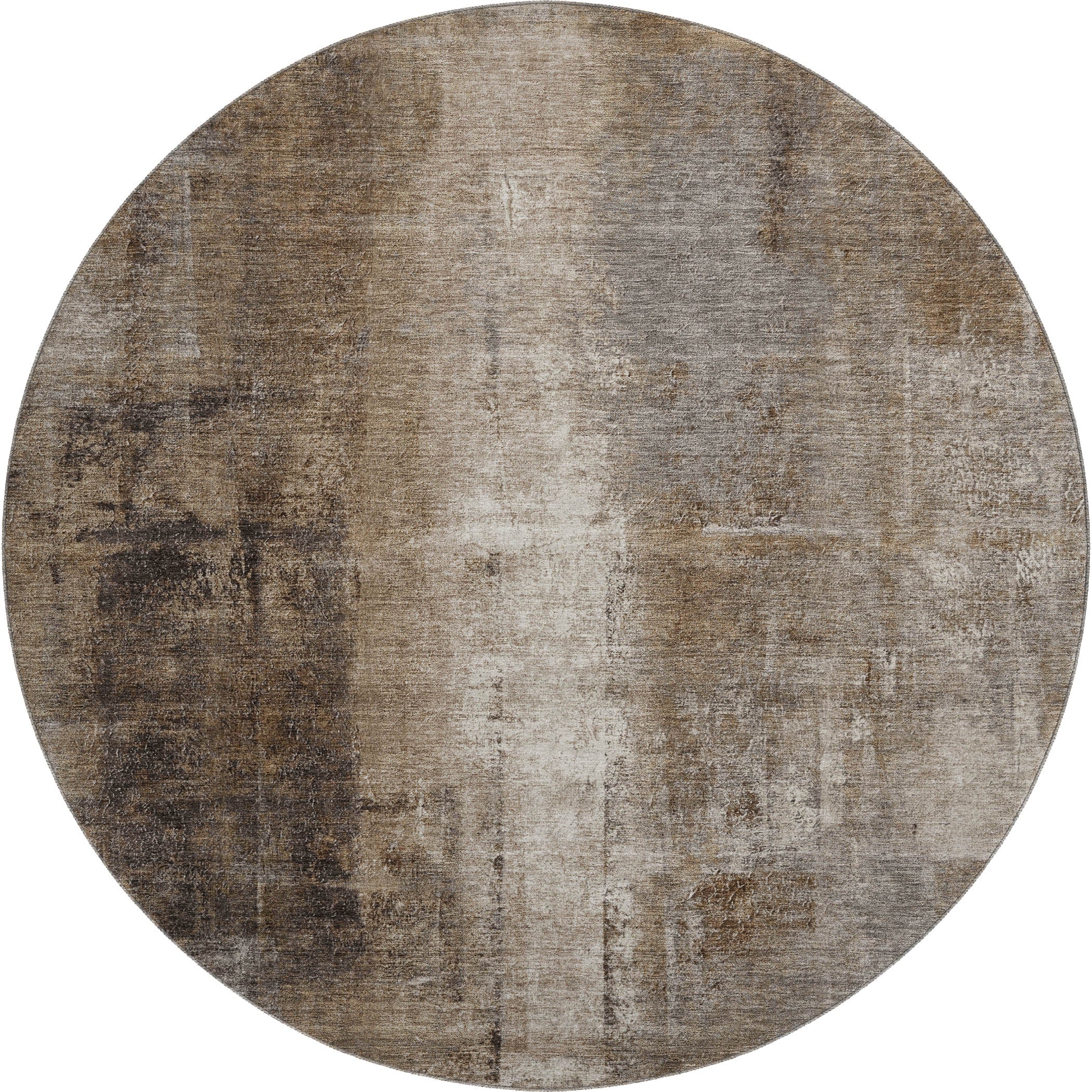 Mdina Machine Washable Transitional Brown Rug 8' x 8' #shape_Round