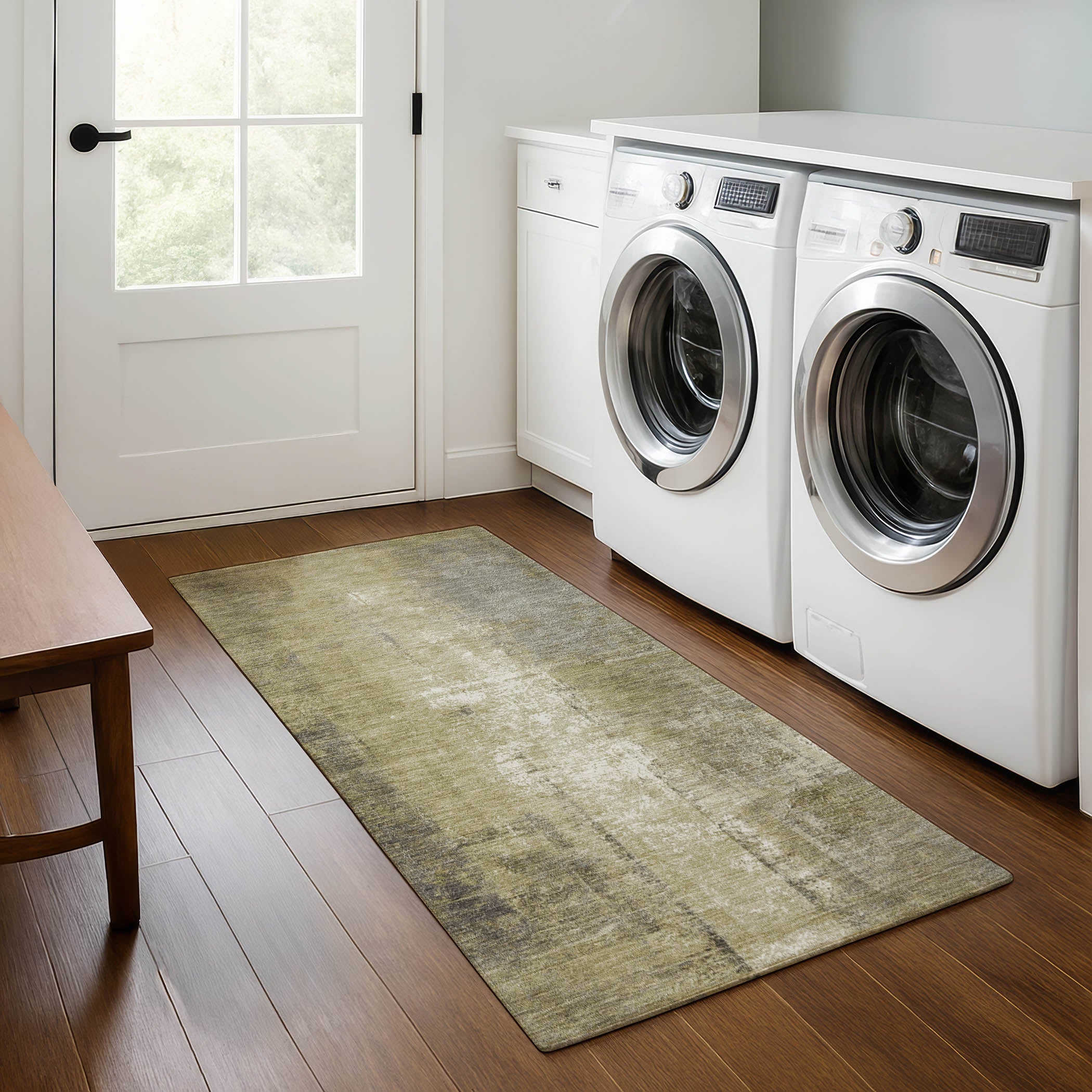 Mdina Machine Washable Transitional Gold Rug 2'3" x 7'6" #shape_Runner