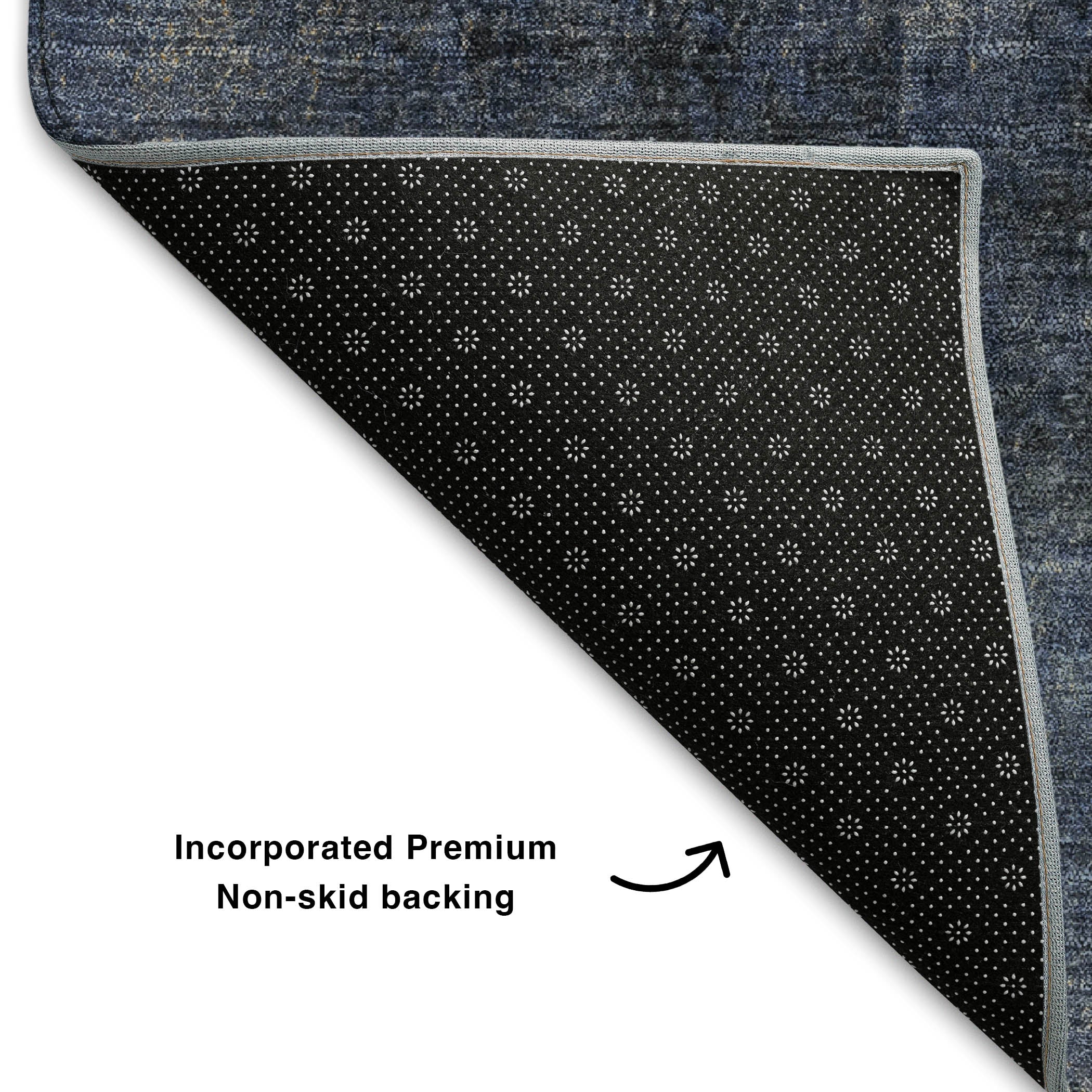 Mdina Machine Washable Transitional Navy Blue Rug 1'8" x 2'6" #shape_Rectangle