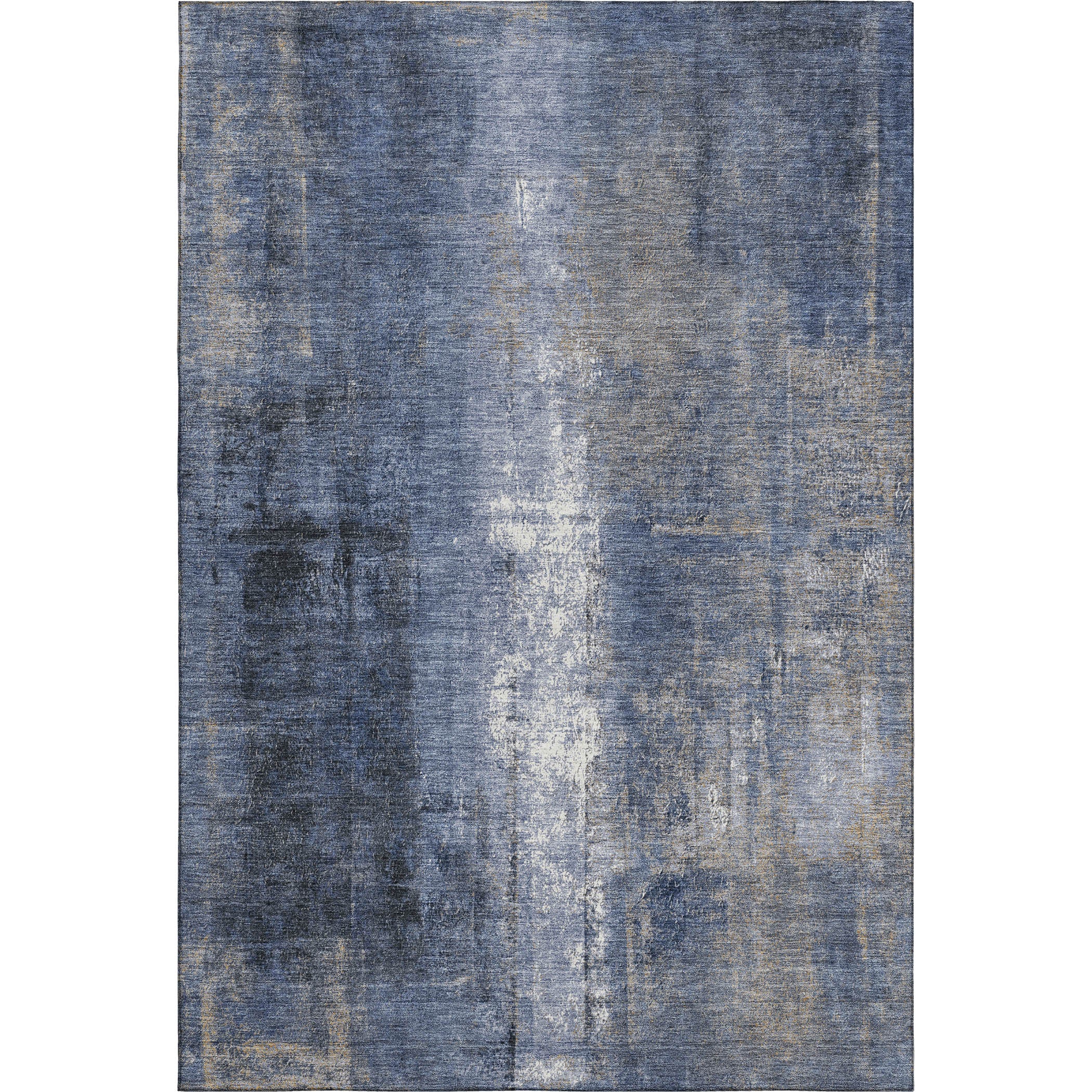 Mdina Machine Washable Transitional Navy Blue Rug 2'6" x 3'10" #shape_Rectangle