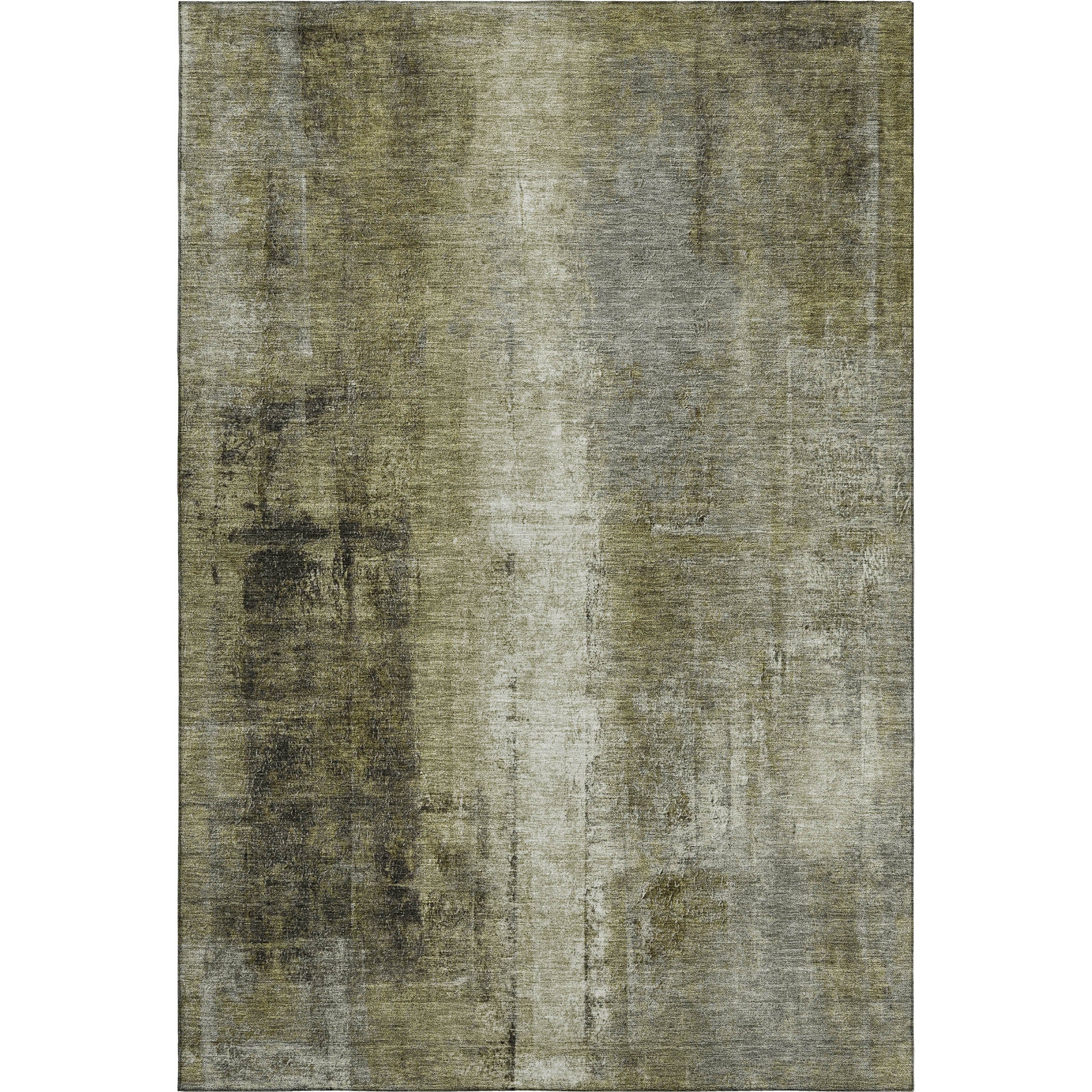 Mdina Machine Washable Transitional Olive Green Rug 2'6" x 3'10" #shape_Rectangle