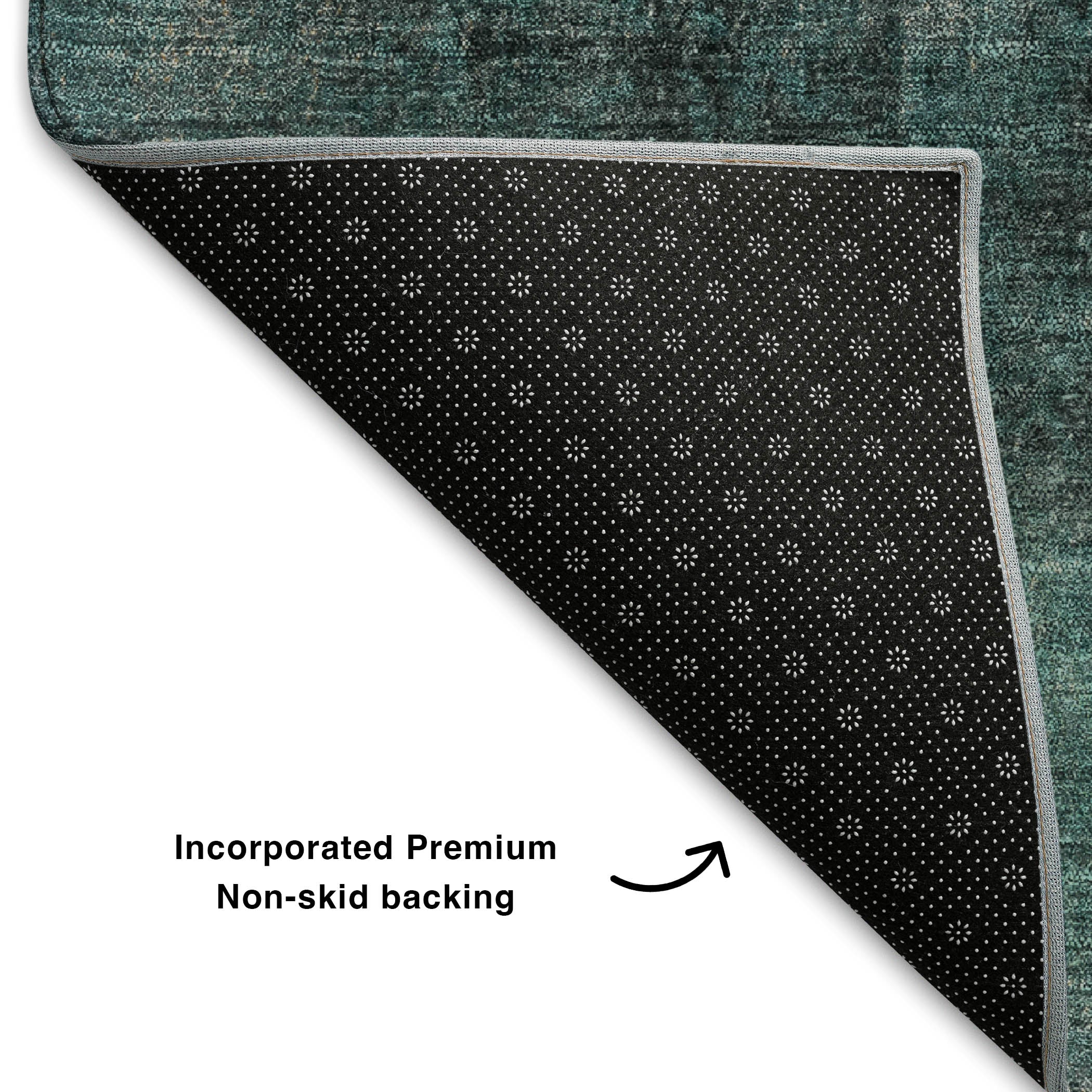 Mdina Machine Washable Transitional Teal Rug 1'8" x 2'6" #shape_Rectangle