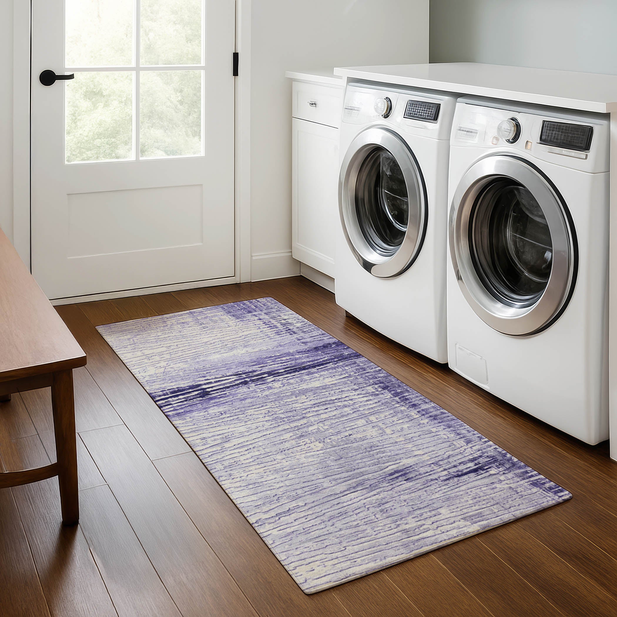 Dubrovnik Machine Washable Transitional Lavender Purple Rug 2'3" x 7'6" #shape_Runner