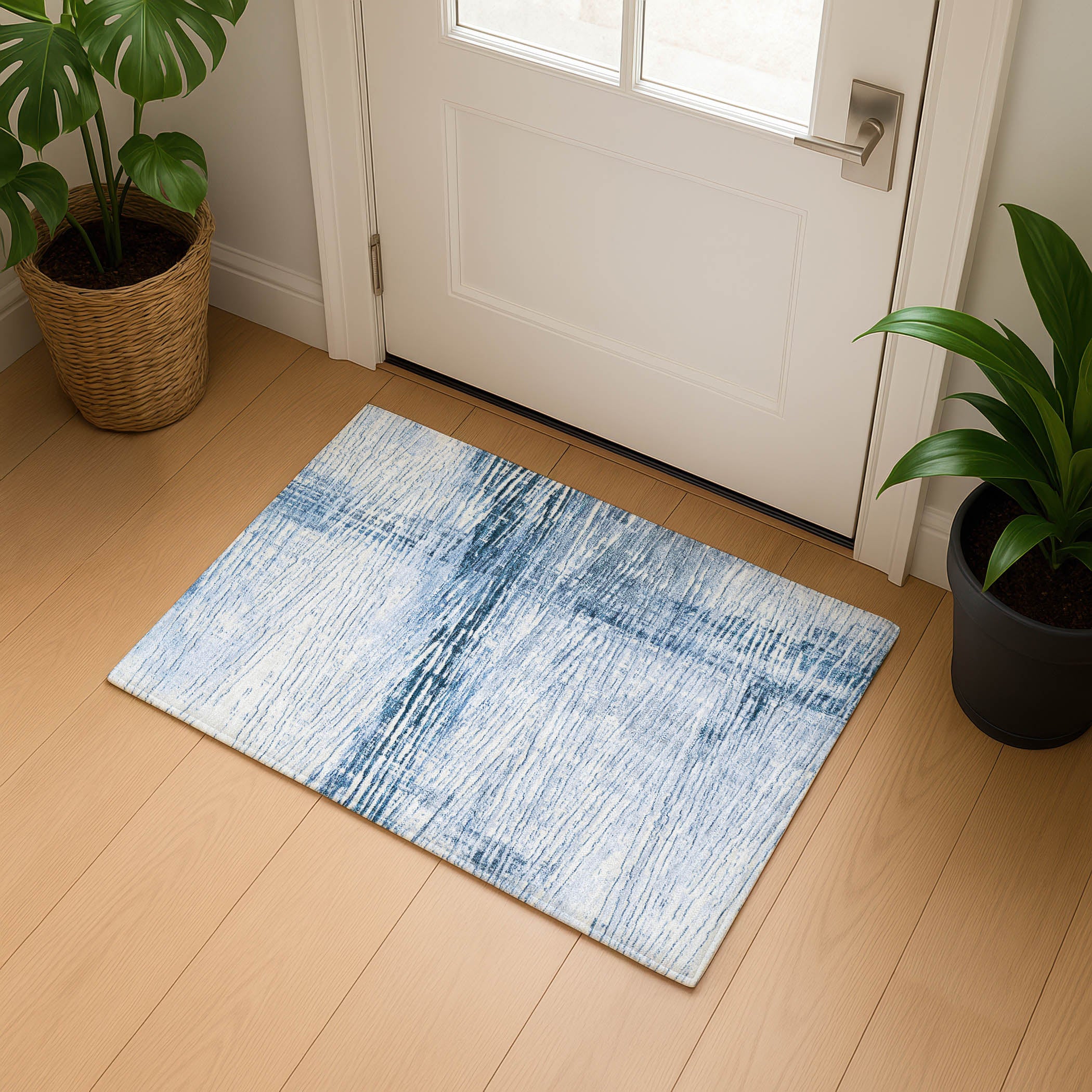 Dubrovnik Machine Washable Transitional Sky Blue Rug 1'8" x 2'6" #shape_Rectangle