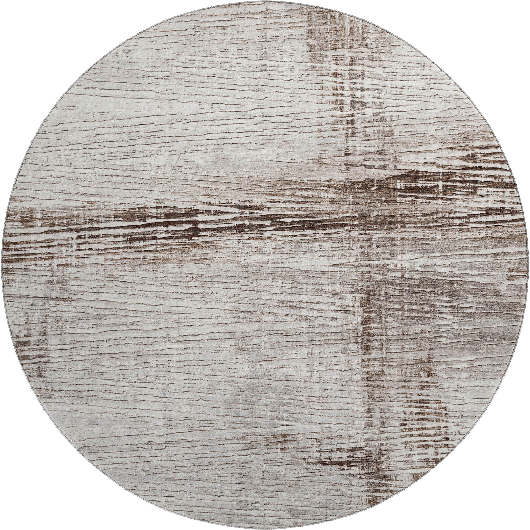Dubrovnik Machine Washable Transitional Taupe Brown Rug 8' x 8' #shape_Round