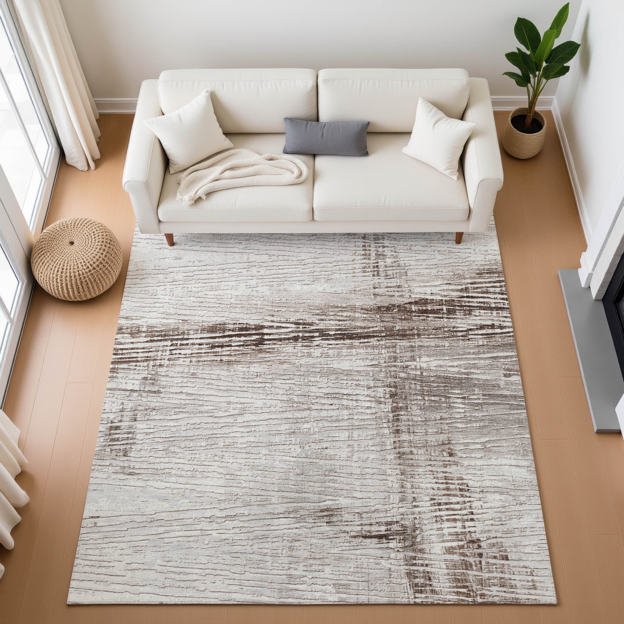 Dubrovnik Machine Washable Transitional Taupe Brown Rug 2'6" x 3'10" #shape_Rectangle
