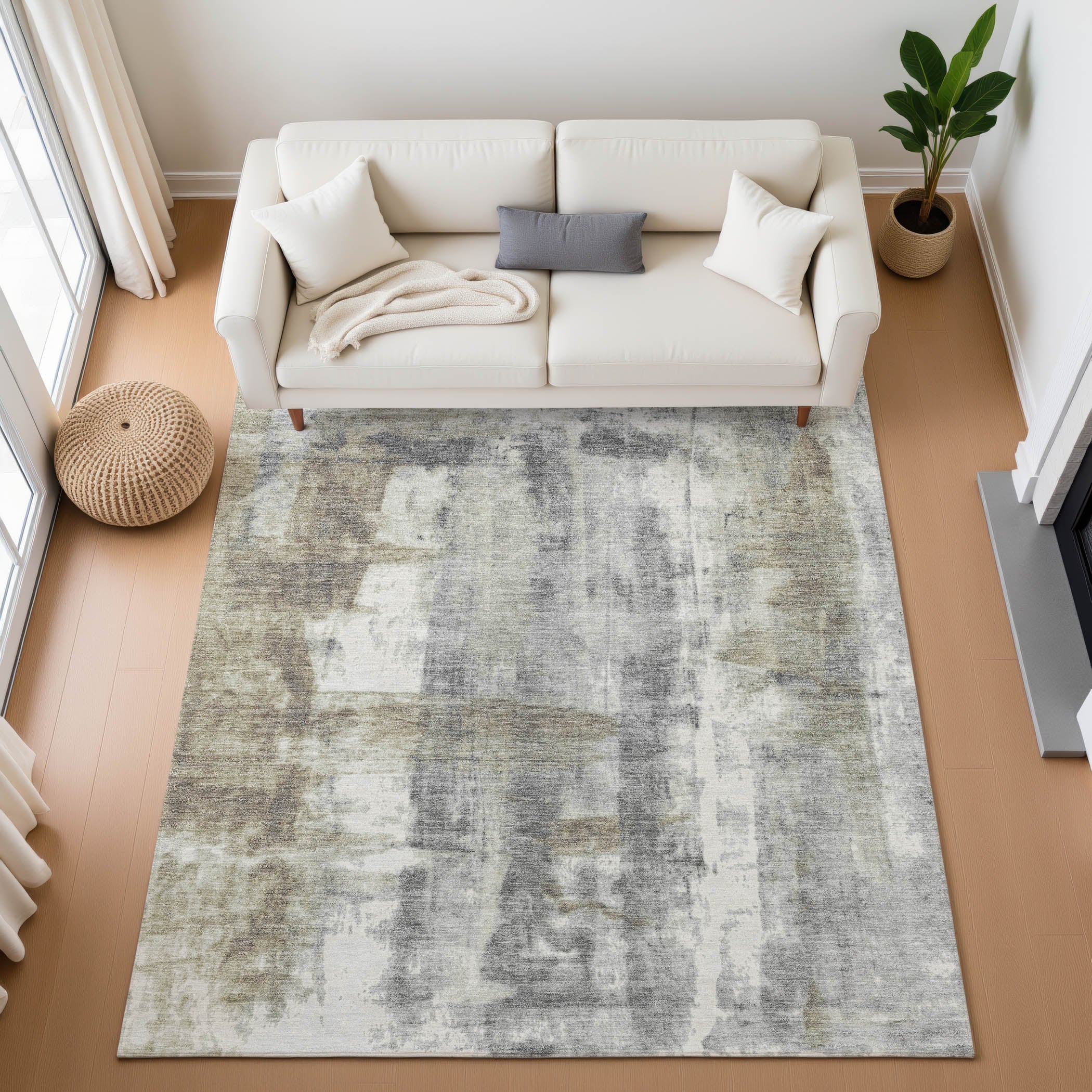 Salzburg Machine Washable Transitional Beige Brown Rug 2'6" x 3'10" #shape_Rectangle