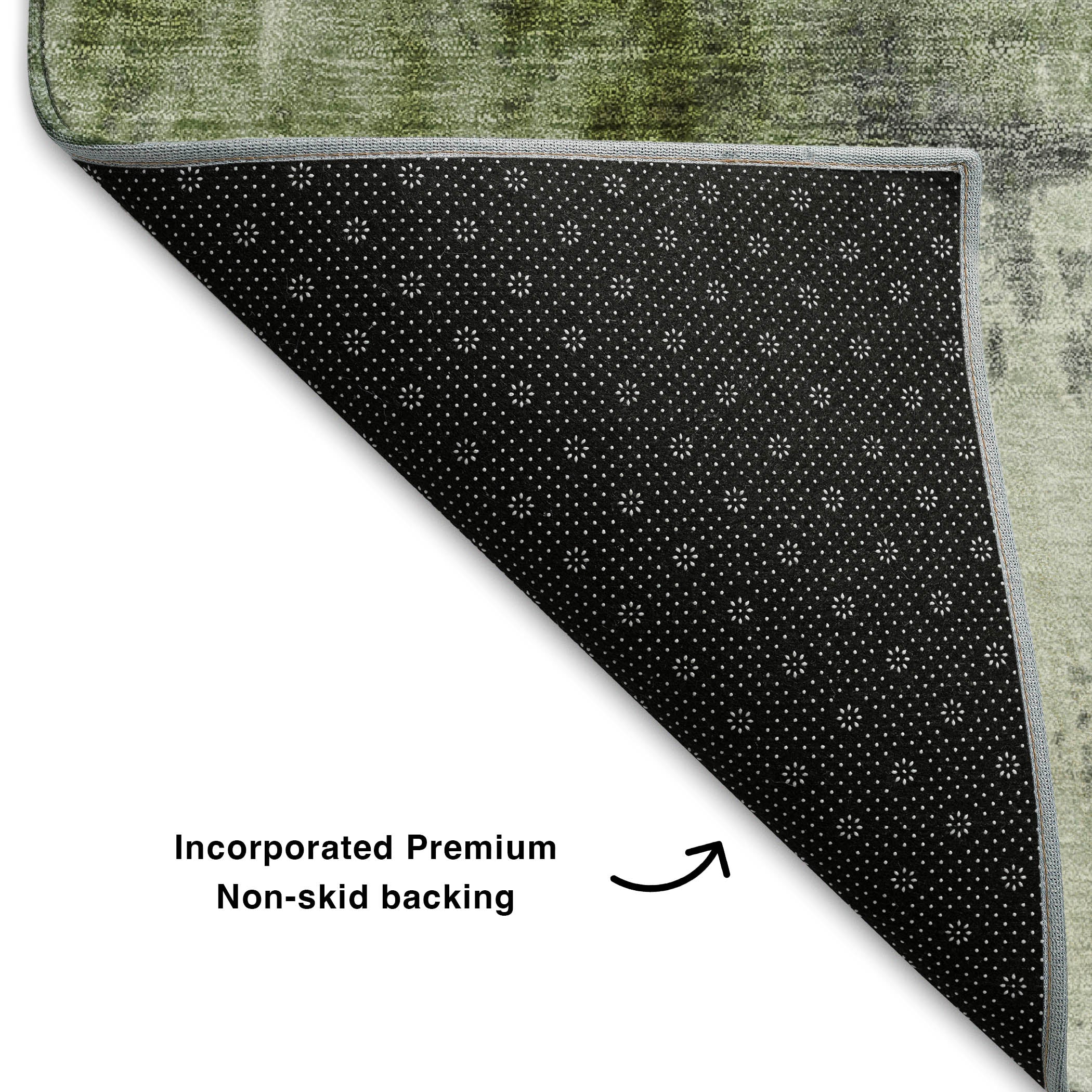 Salzburg Machine Washable Transitional Olive Green Rug 1'8" x 2'6" #shape_Rectangle