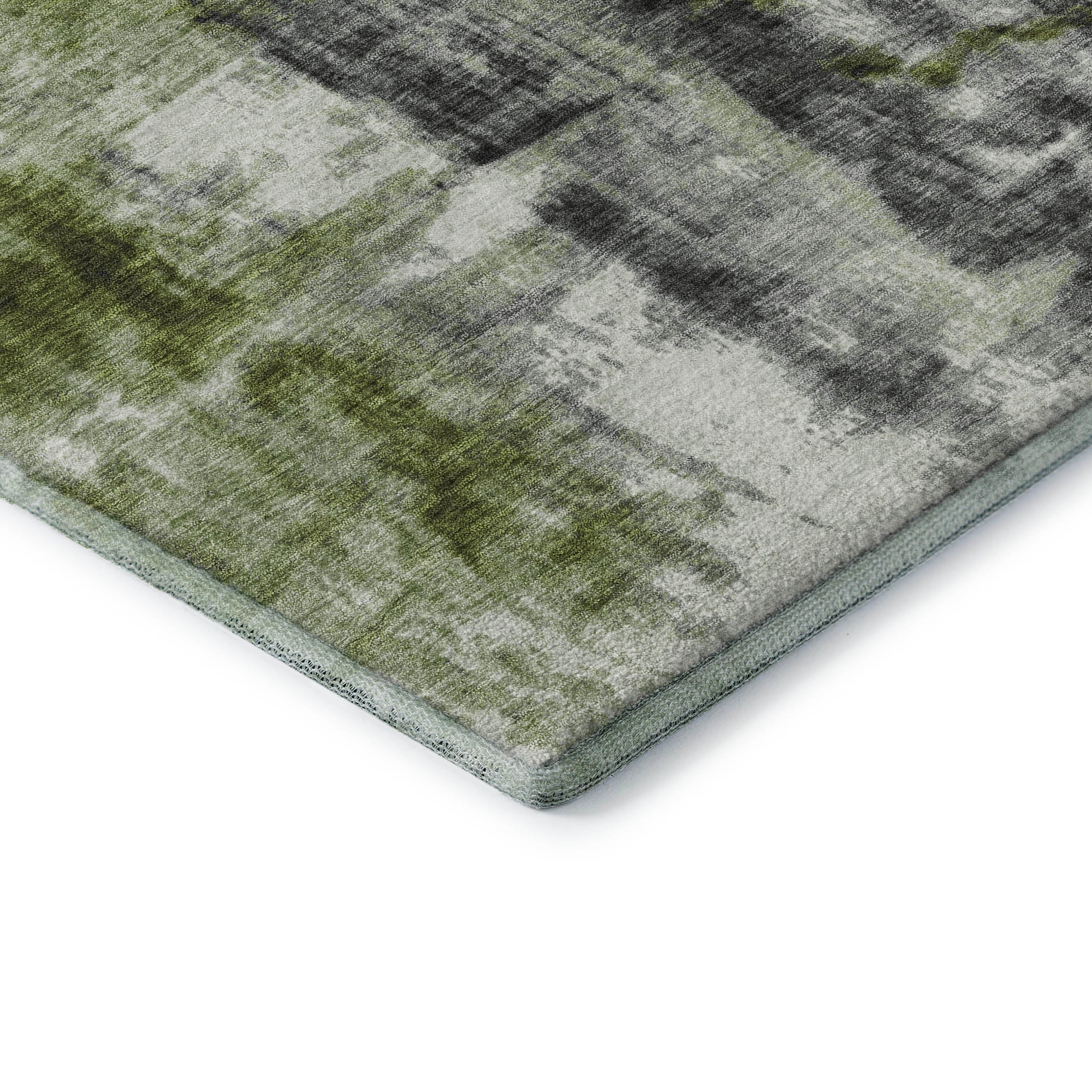 Salzburg Machine Washable Transitional Olive Green Rug 1'8" x 2'6" #shape_Rectangle