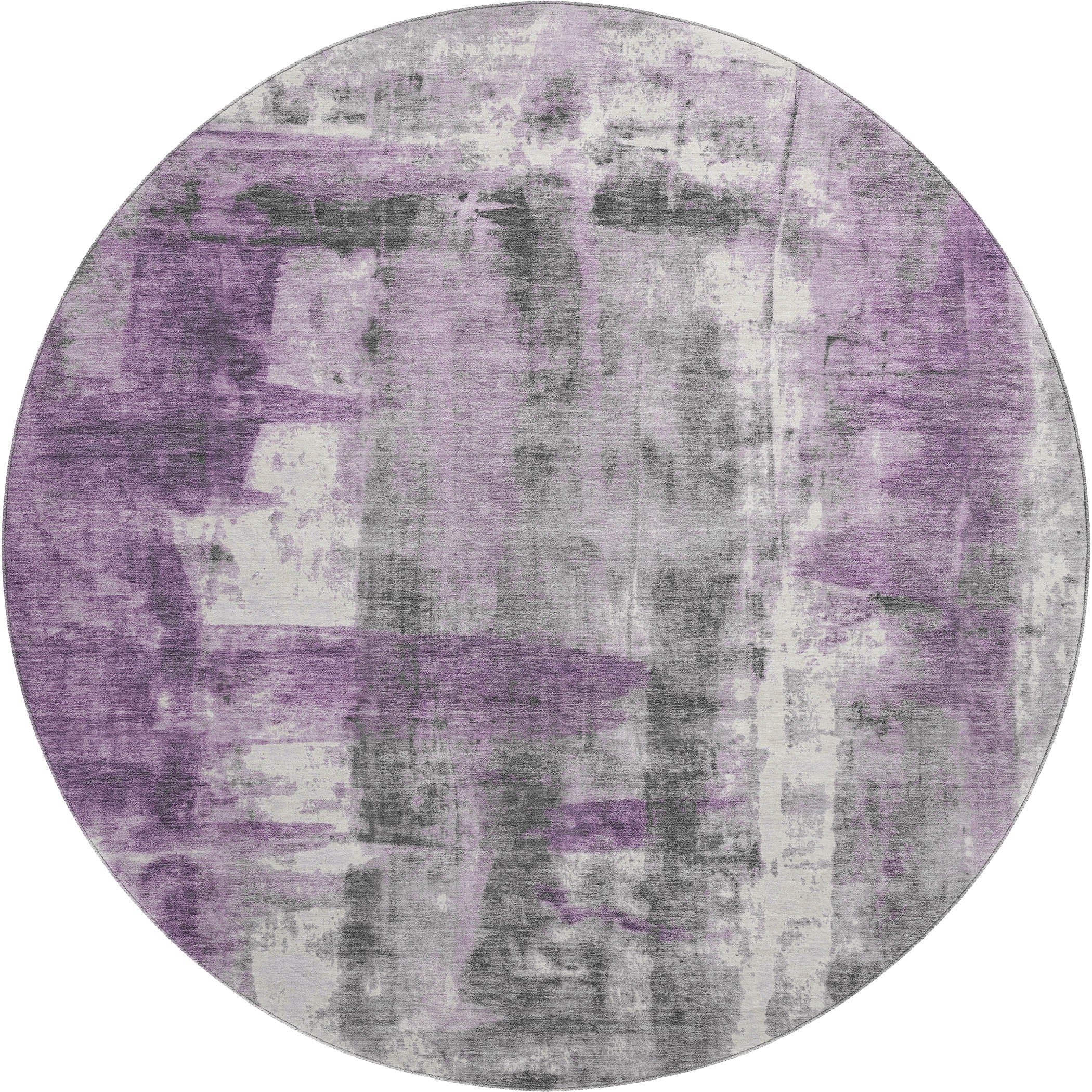 Salzburg Machine Washable Transitional Purple Rug 8' x 8' #shape_Round