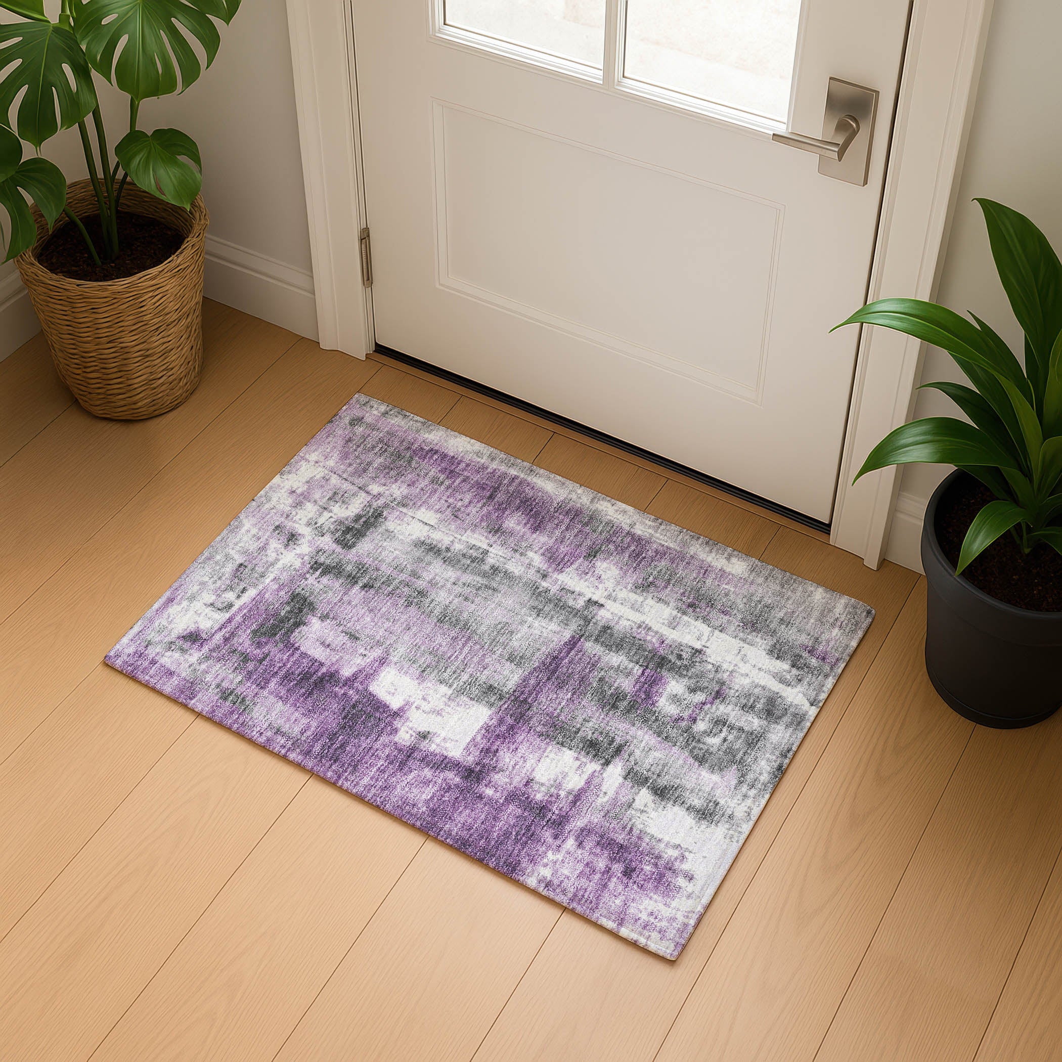 Salzburg Machine Washable Transitional Purple Rug 1'8" x 2'6" #shape_Rectangle