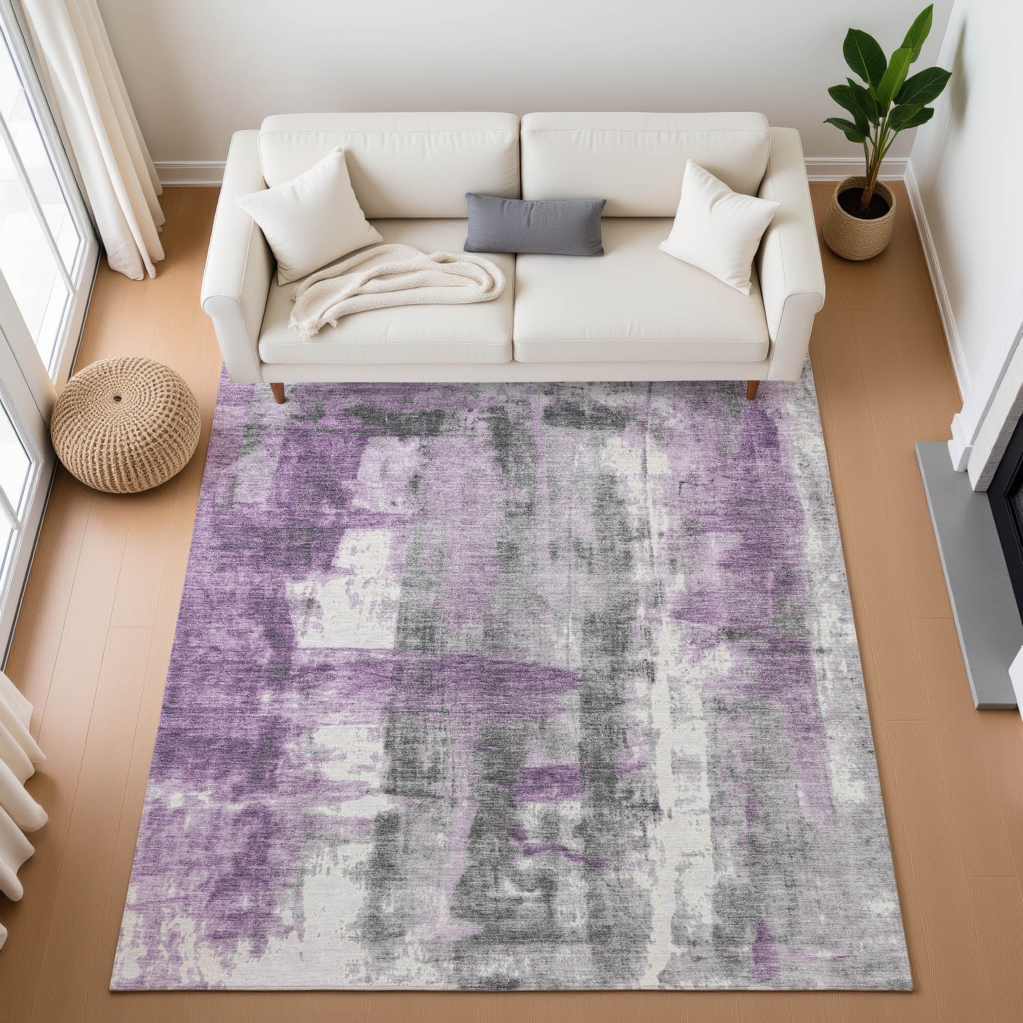 Salzburg Machine Washable Transitional Purple Rug 2'6" x 3'10" #shape_Rectangle