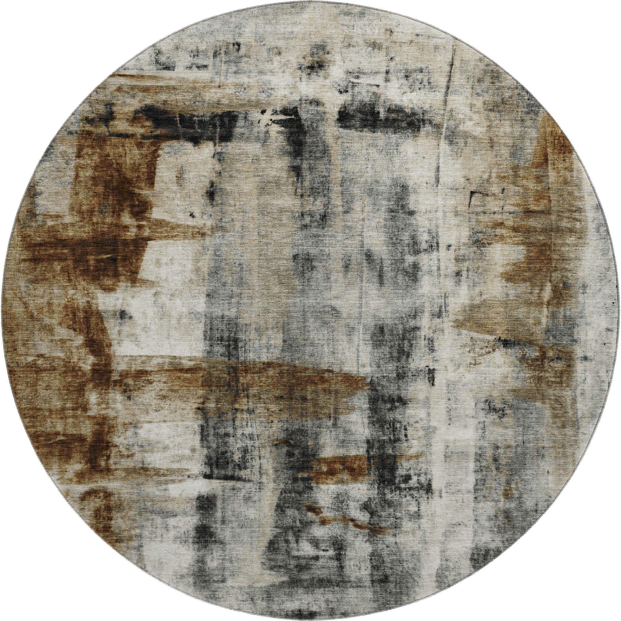 Salzburg Machine Washable Transitional Taupe Brown Rug 8' x 8' #shape_Round