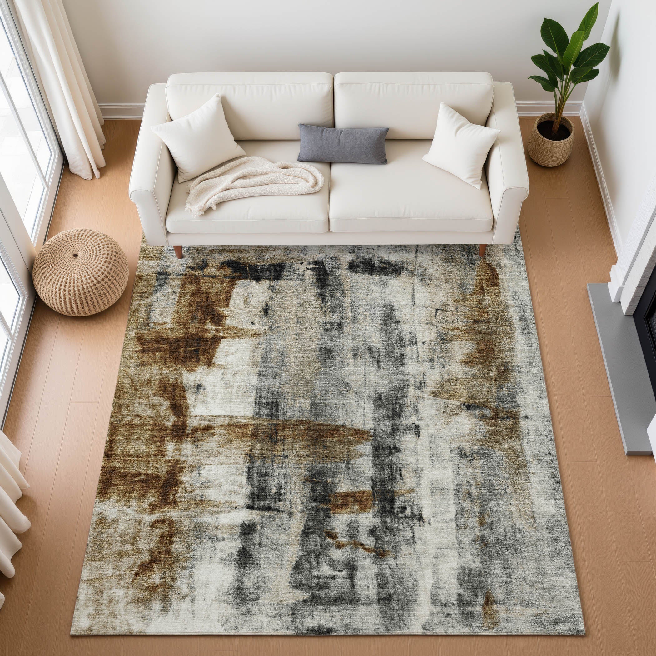 Salzburg Machine Washable Transitional Taupe Brown Rug 2'6" x 3'10" #shape_Rectangle