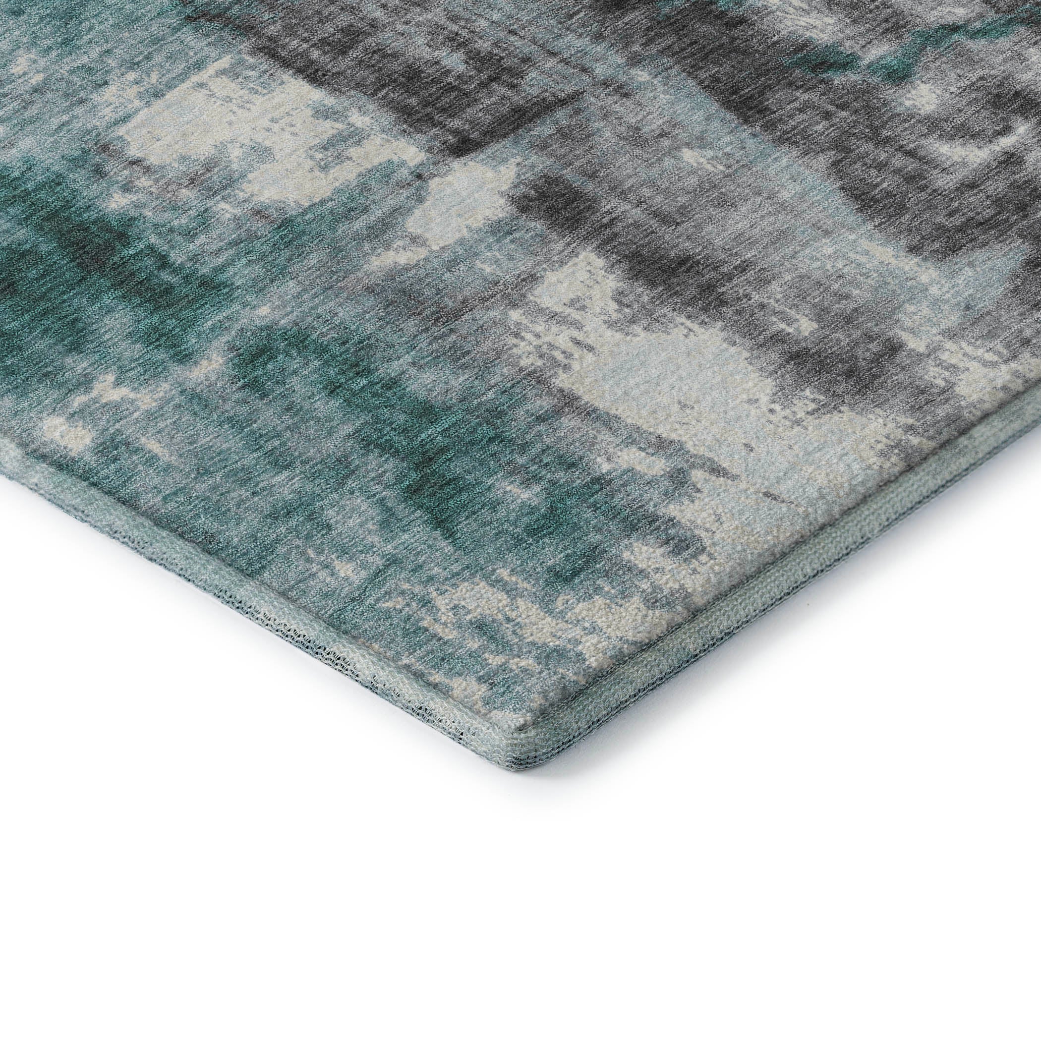 Salzburg Machine Washable Transitional Teal Rug 1'8" x 2'6" #shape_Rectangle