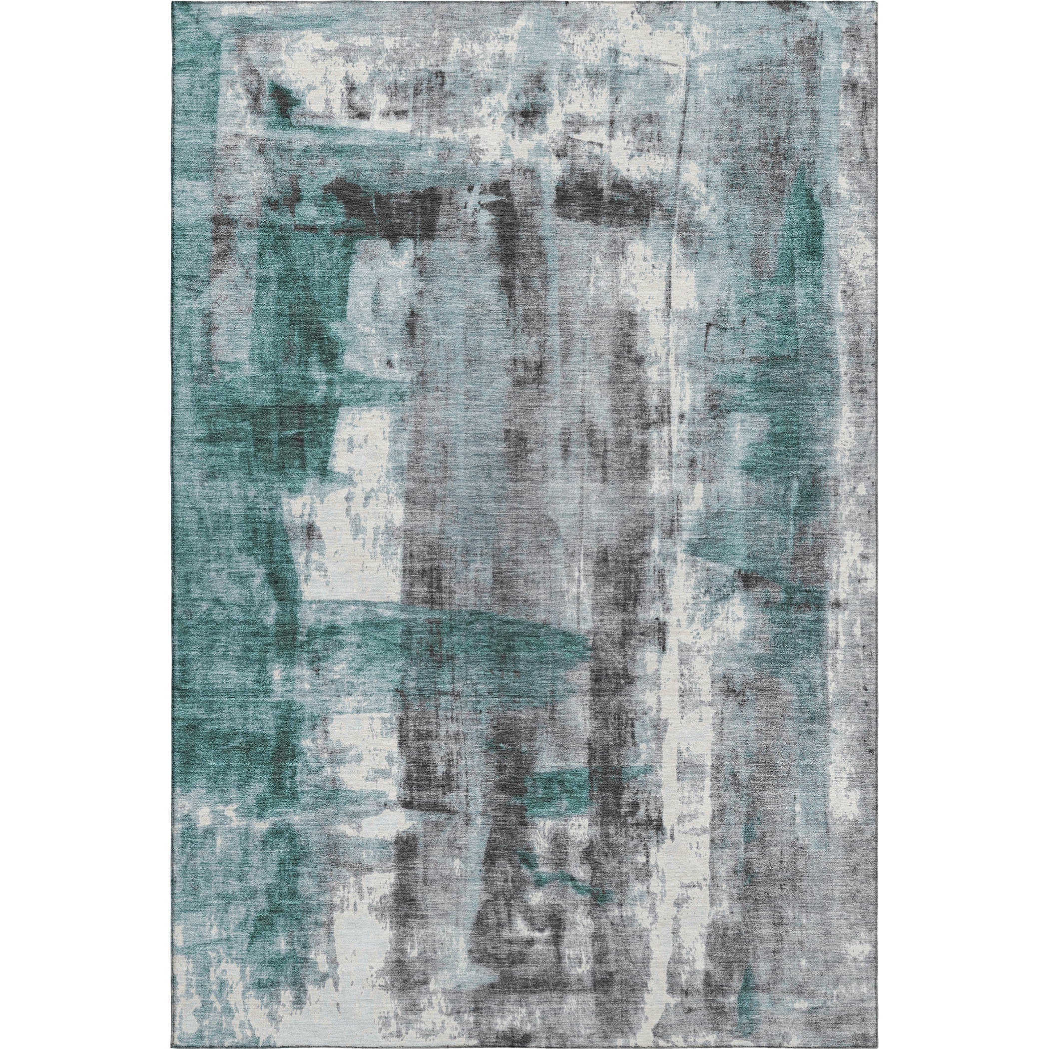 Salzburg Machine Washable Transitional Teal Rug 2'6" x 3'10" #shape_Rectangle