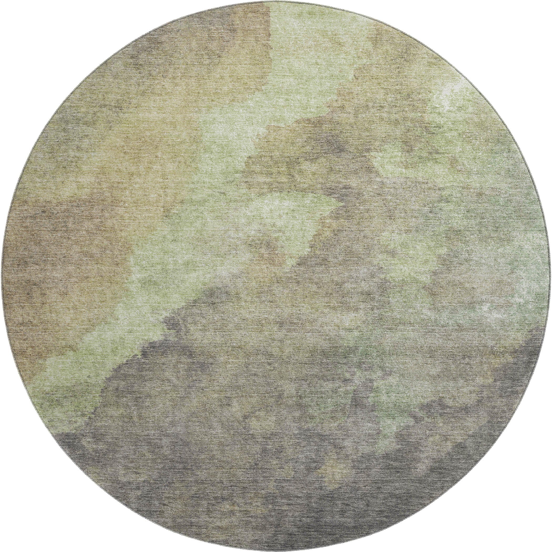Baku Machine Washable Transitional Aloe Green Rug 8' x 8' #shape_Round