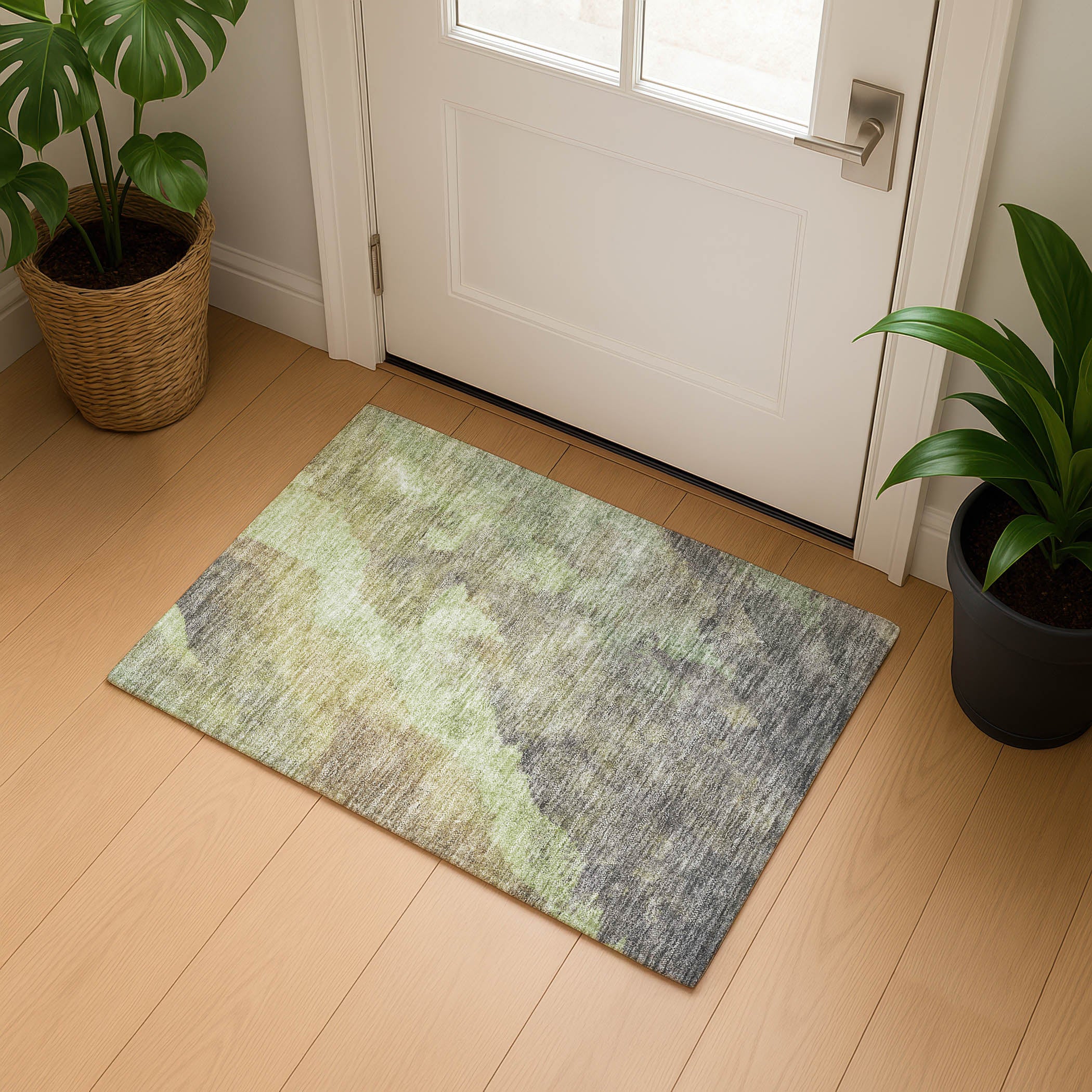 Baku Machine Washable Transitional Aloe Green Rug 1'8" x 2'6" #shape_Rectangle