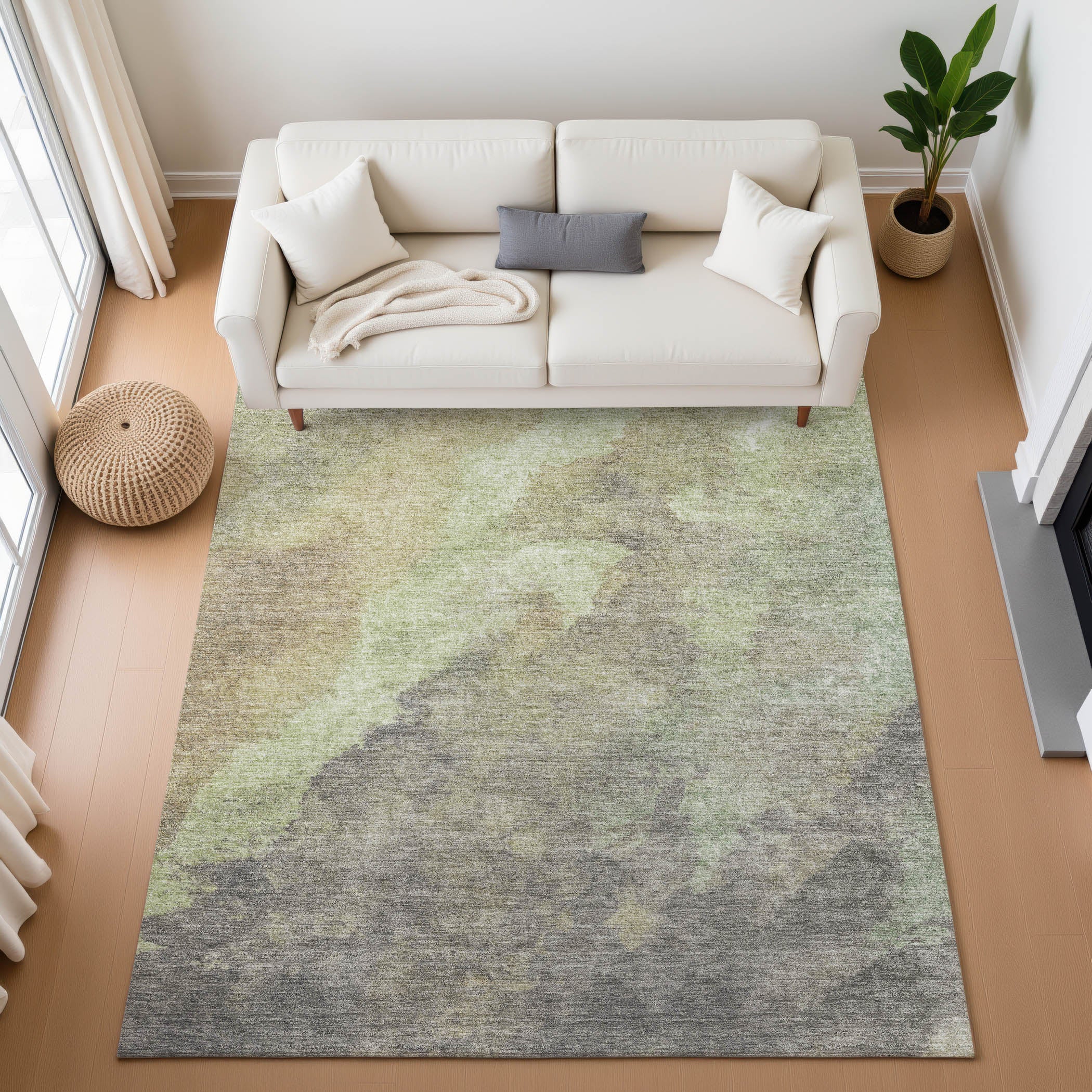 Baku Machine Washable Transitional Aloe Green Rug 2'6" x 3'10" #shape_Rectangle