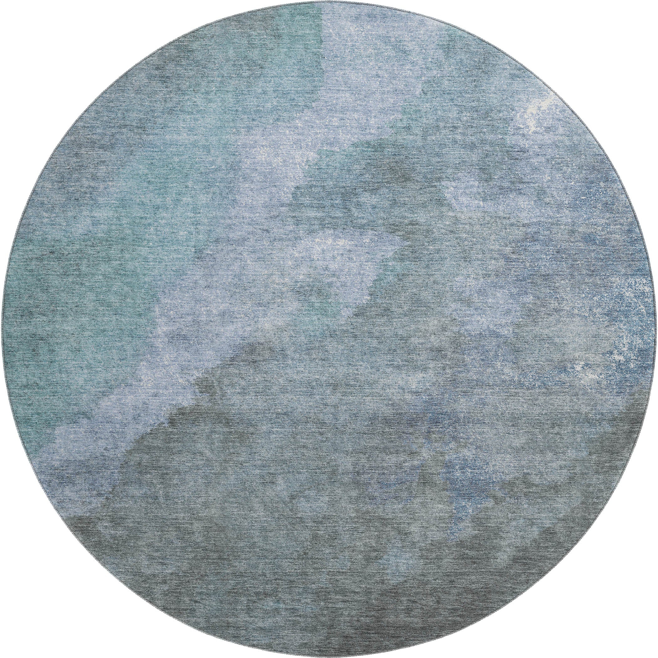 Baku Machine Washable Transitional Blue Rug 8' x 8' #shape_Round