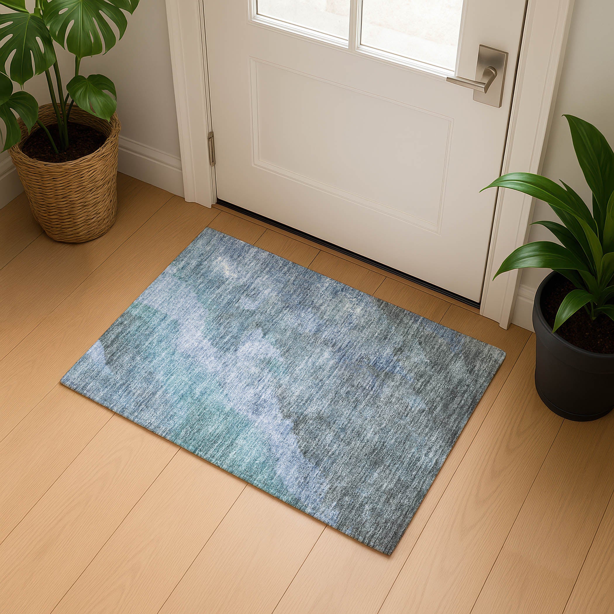 Baku Machine Washable Transitional Blue Rug 1'8" x 2'6" #shape_Rectangle
