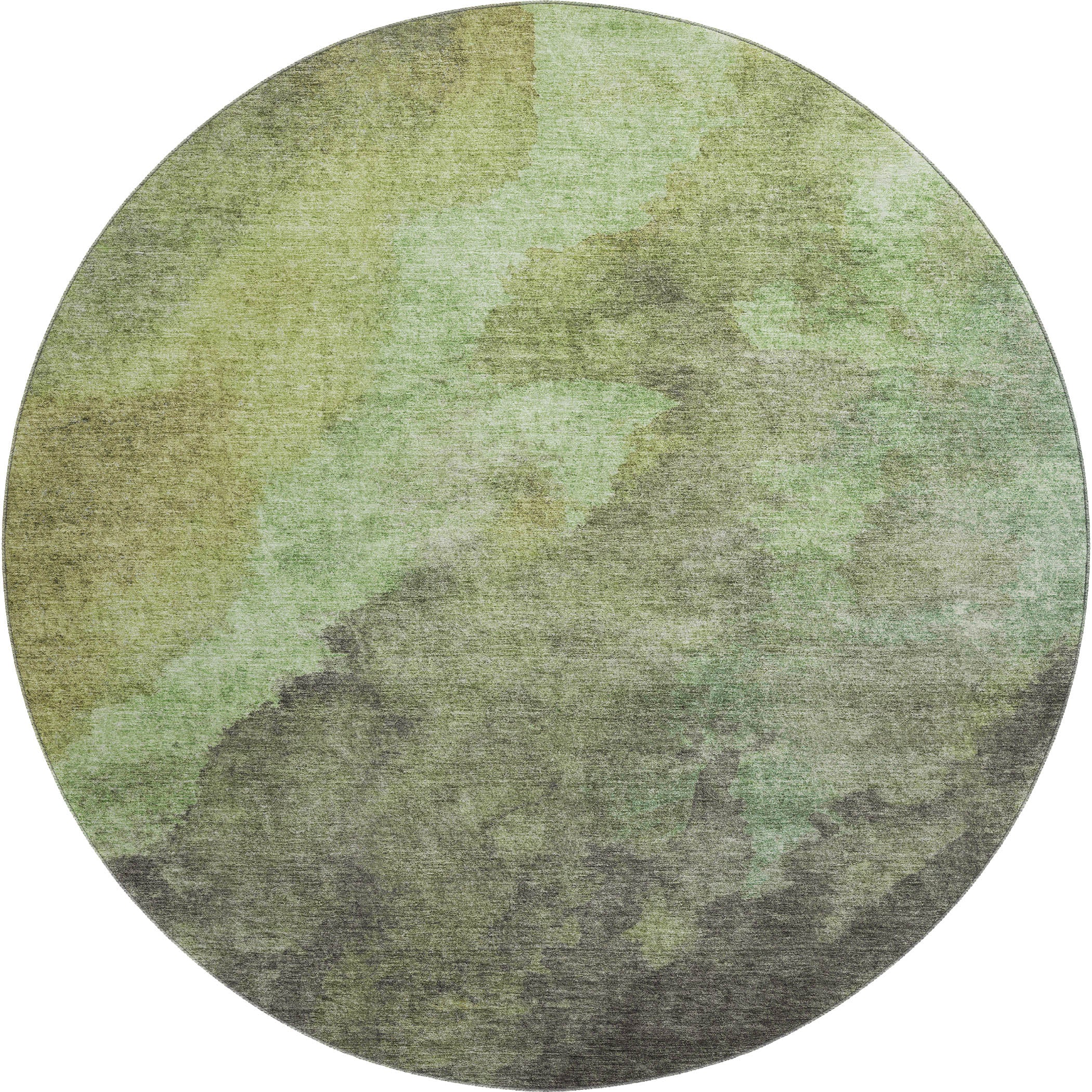 Baku Machine Washable Transitional Green Rug 8' x 8' #shape_Round