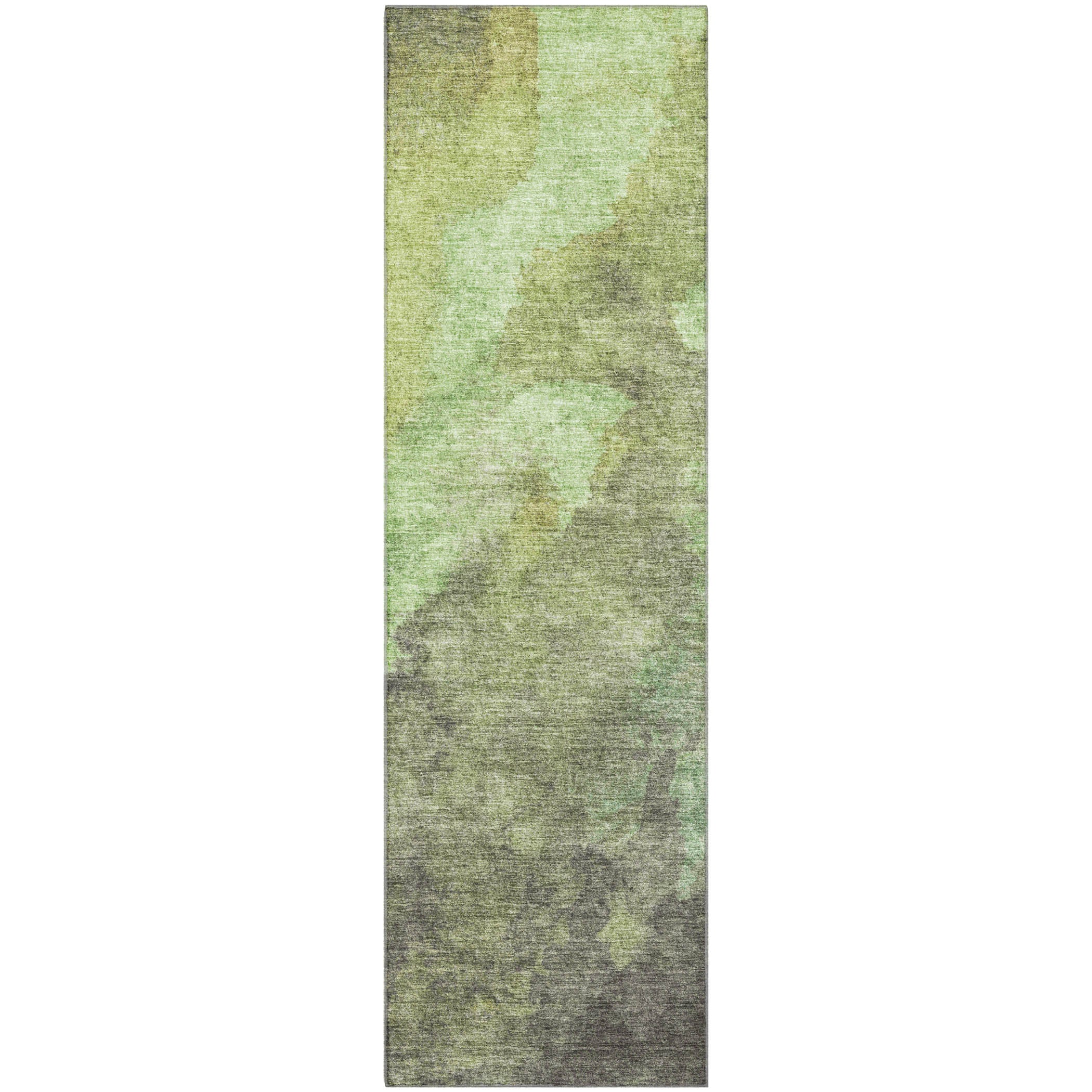 Baku Machine Washable Transitional Green Rug 2'3" x 7'6" #shape_Runner