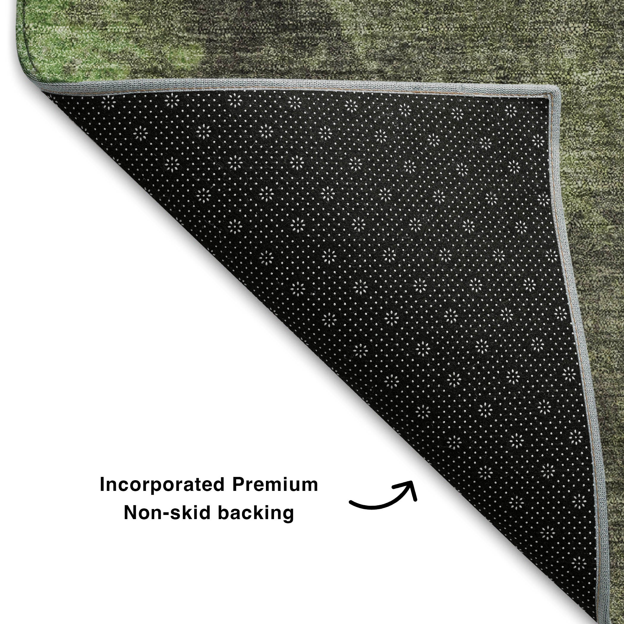 Baku Machine Washable Transitional Green Rug 1'8" x 2'6" #shape_Rectangle