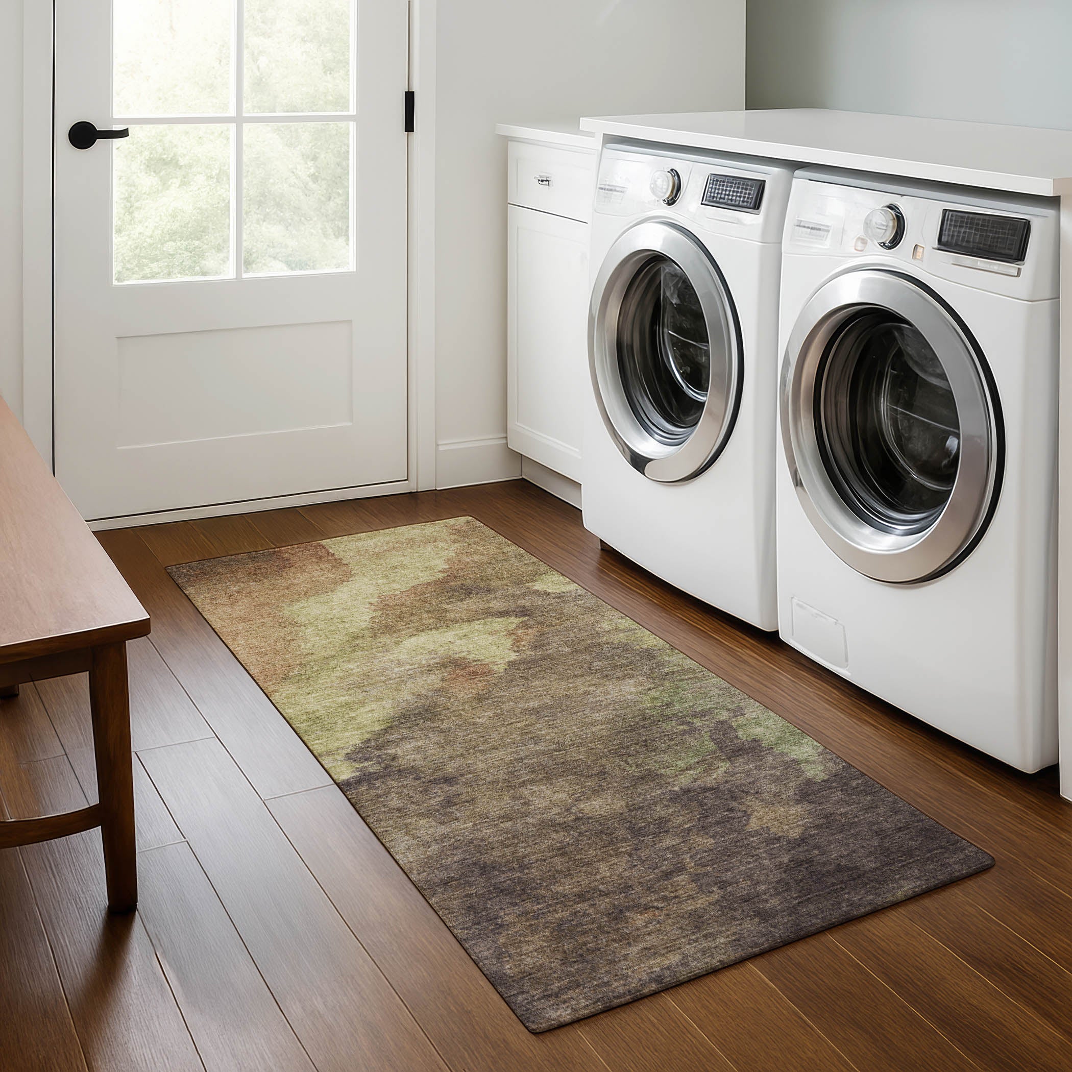 Baku Machine Washable Transitional Mocha Brown Rug 2'3" x 7'6" #shape_Runner