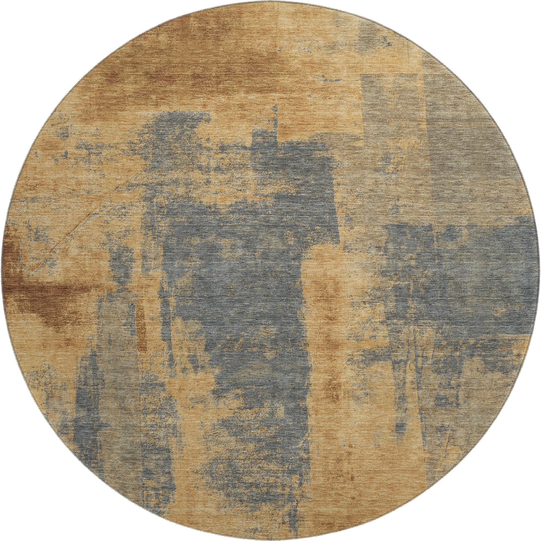 Salzburg Machine Washable Transitional Gold Rug 8' x 8' #shape_Round