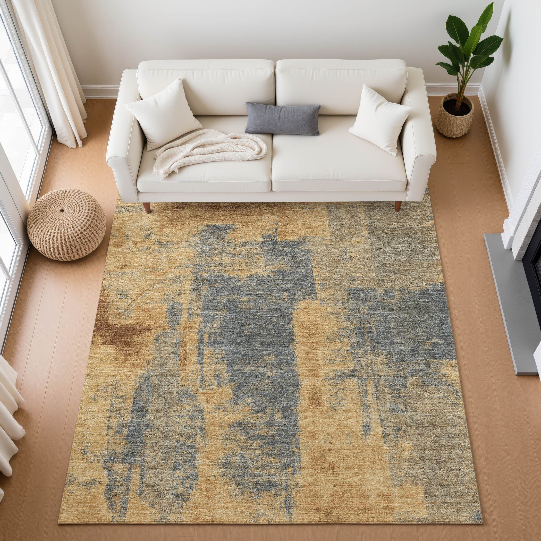 Salzburg Machine Washable Transitional Gold Rug 2'6" x 3'10" #shape_Rectangle