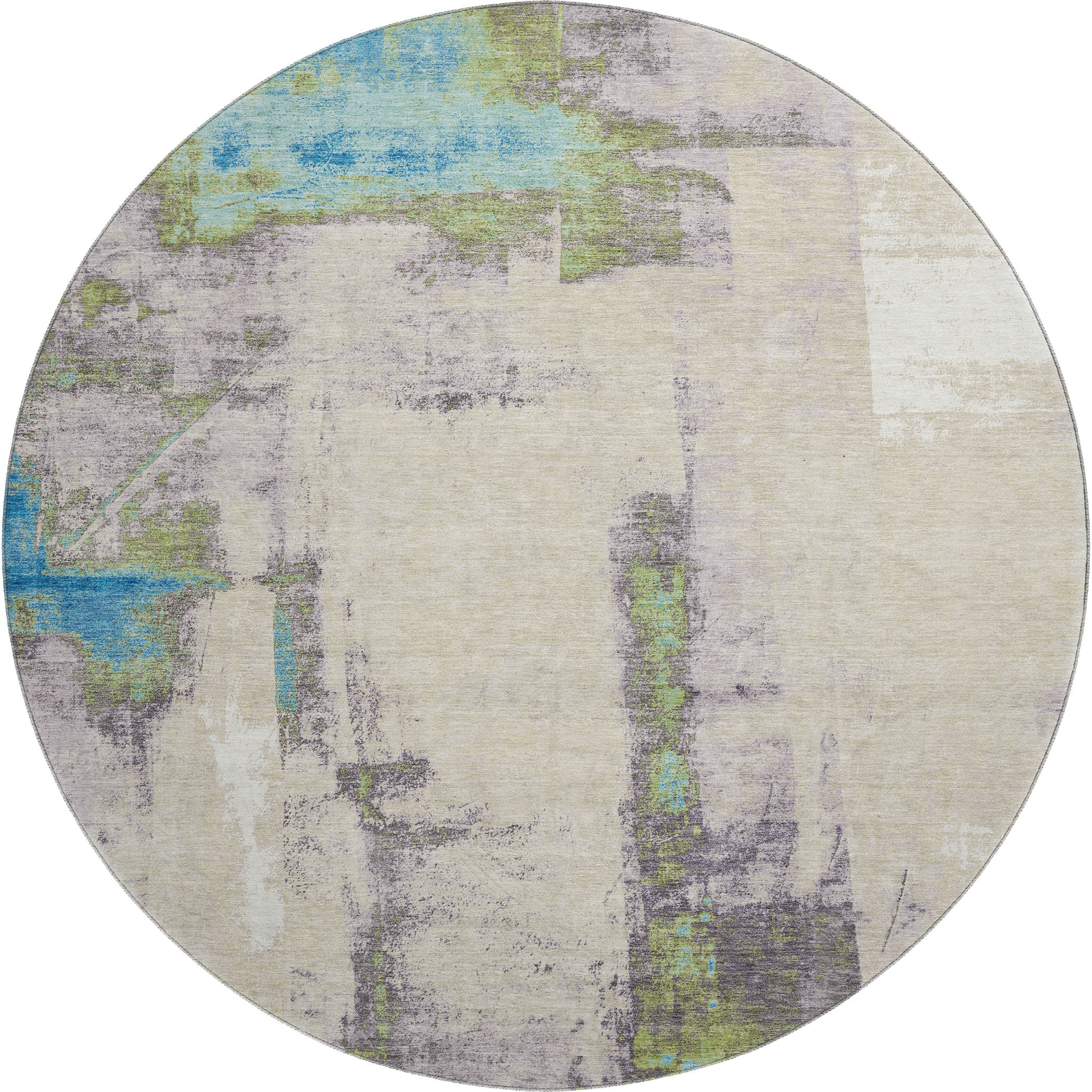 Salzburg Machine Washable Transitional Linen Ivory Rug 8' x 8' #shape_Round