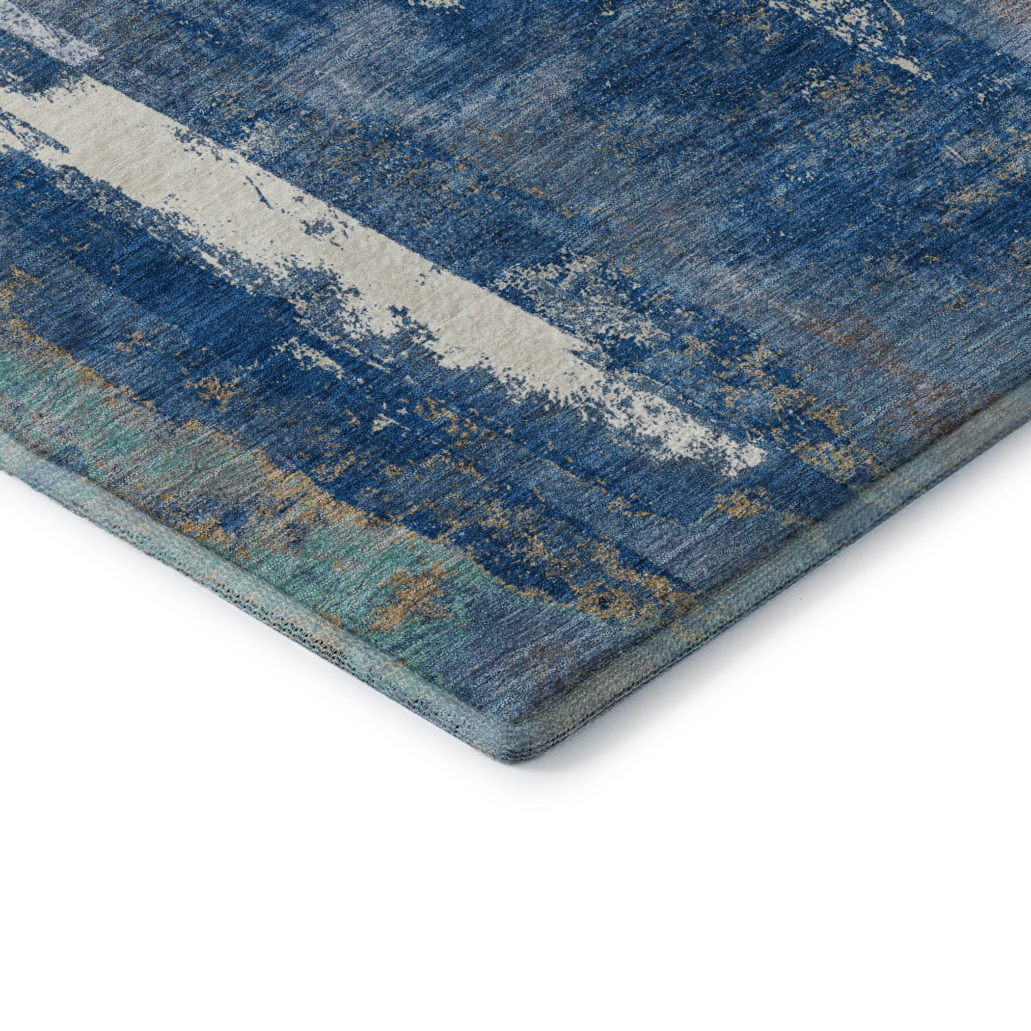 Salzburg Machine Washable Transitional Navy Blue Rug 1'8" x 2'6" #shape_Rectangle