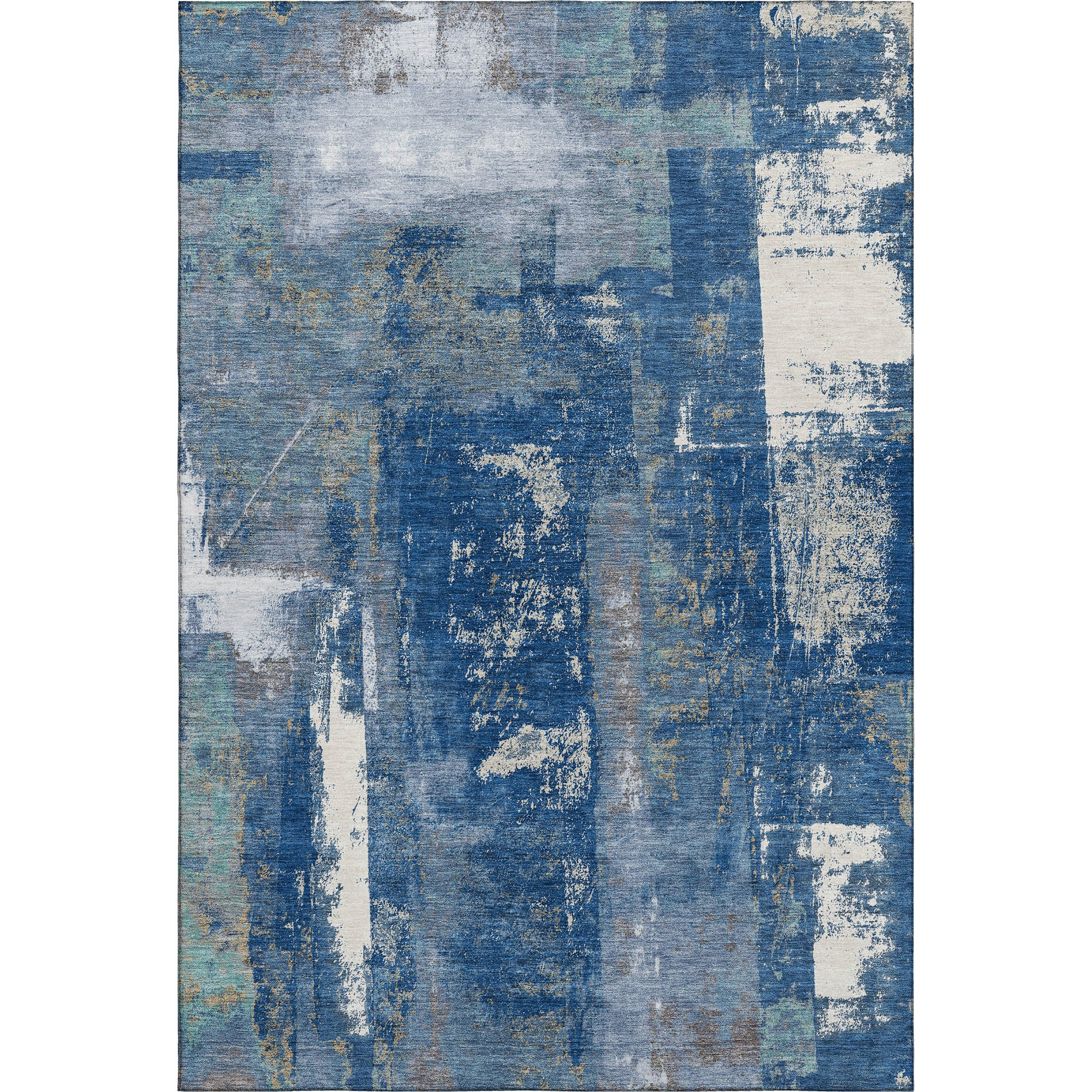 Salzburg Machine Washable Transitional Navy Blue Rug 2'6" x 3'10" #shape_Rectangle