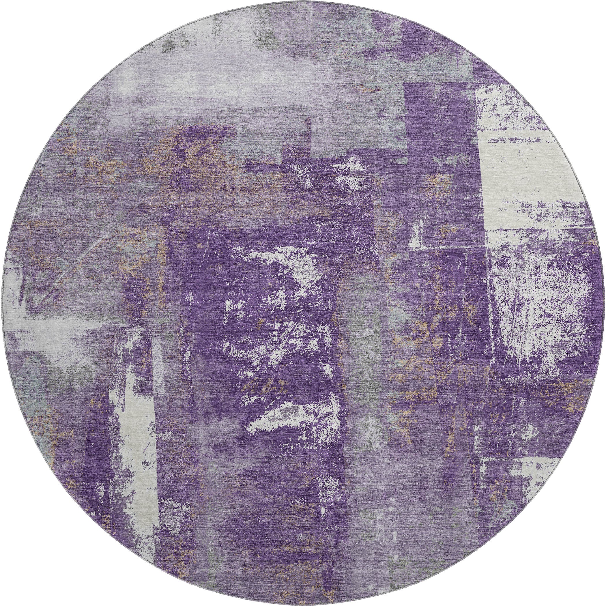 Salzburg Machine Washable Transitional Purple Rug 8' x 8' #shape_Round