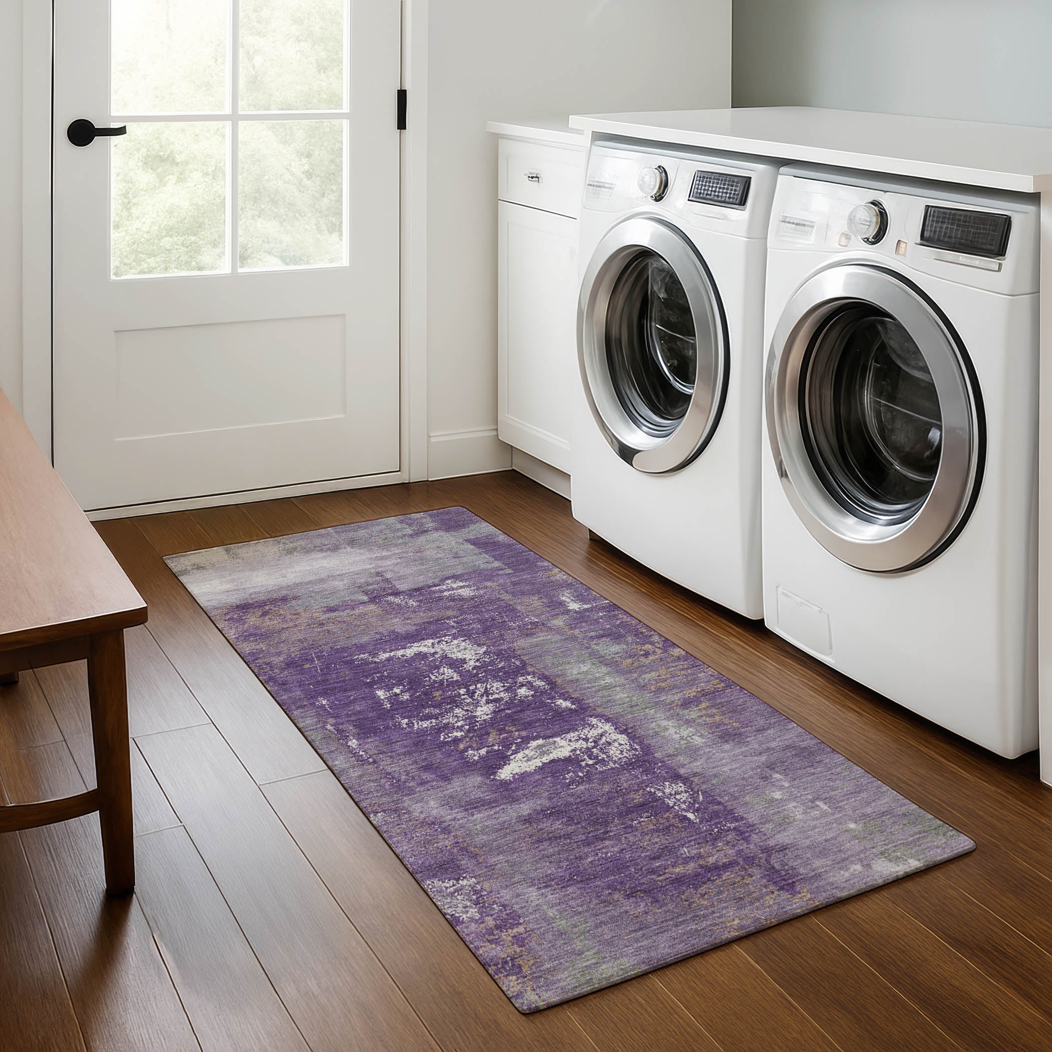 Salzburg Machine Washable Transitional Purple Rug 2'3" x 7'6" #shape_Runner