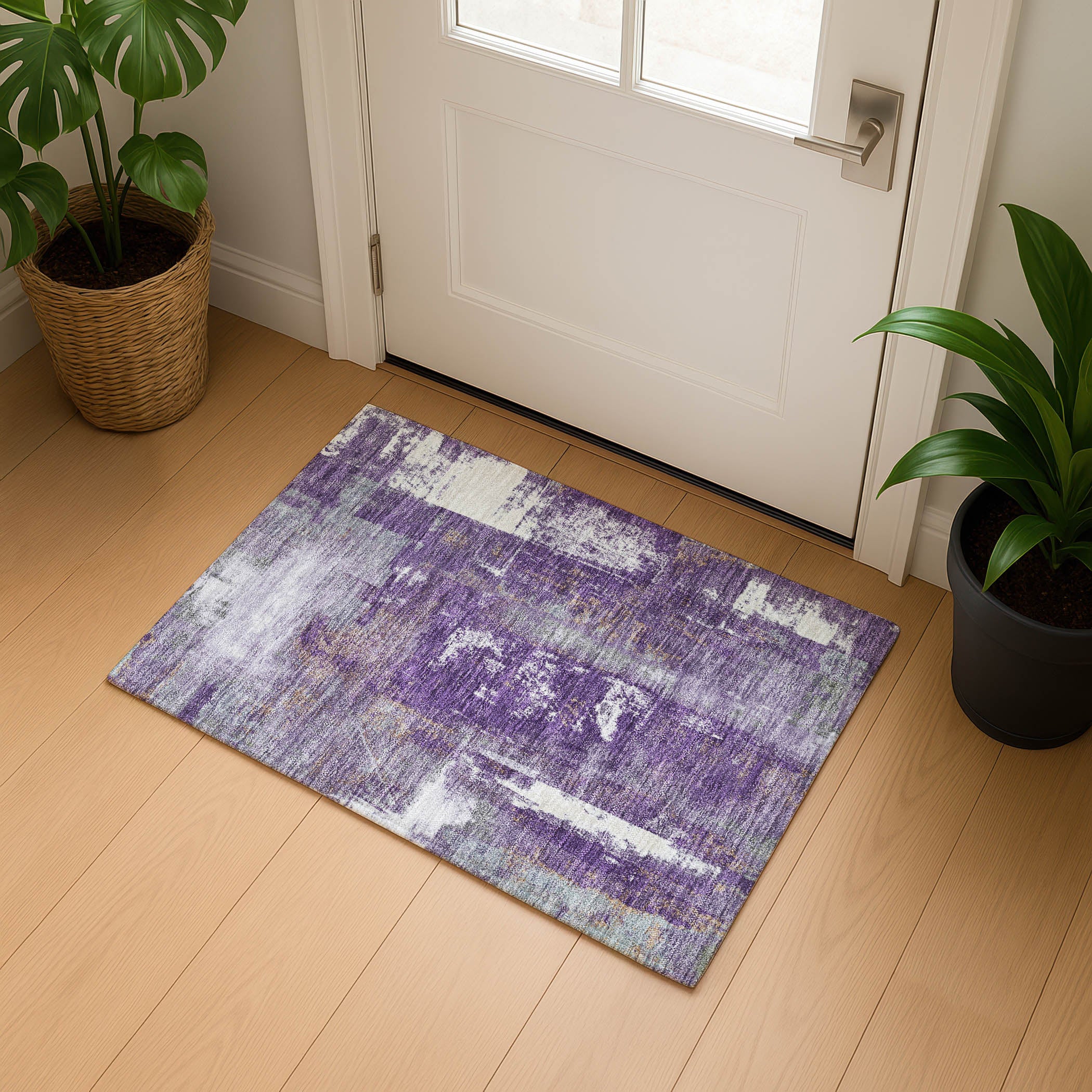 Salzburg Machine Washable Transitional Purple Rug 1'8" x 2'6" #shape_Rectangle