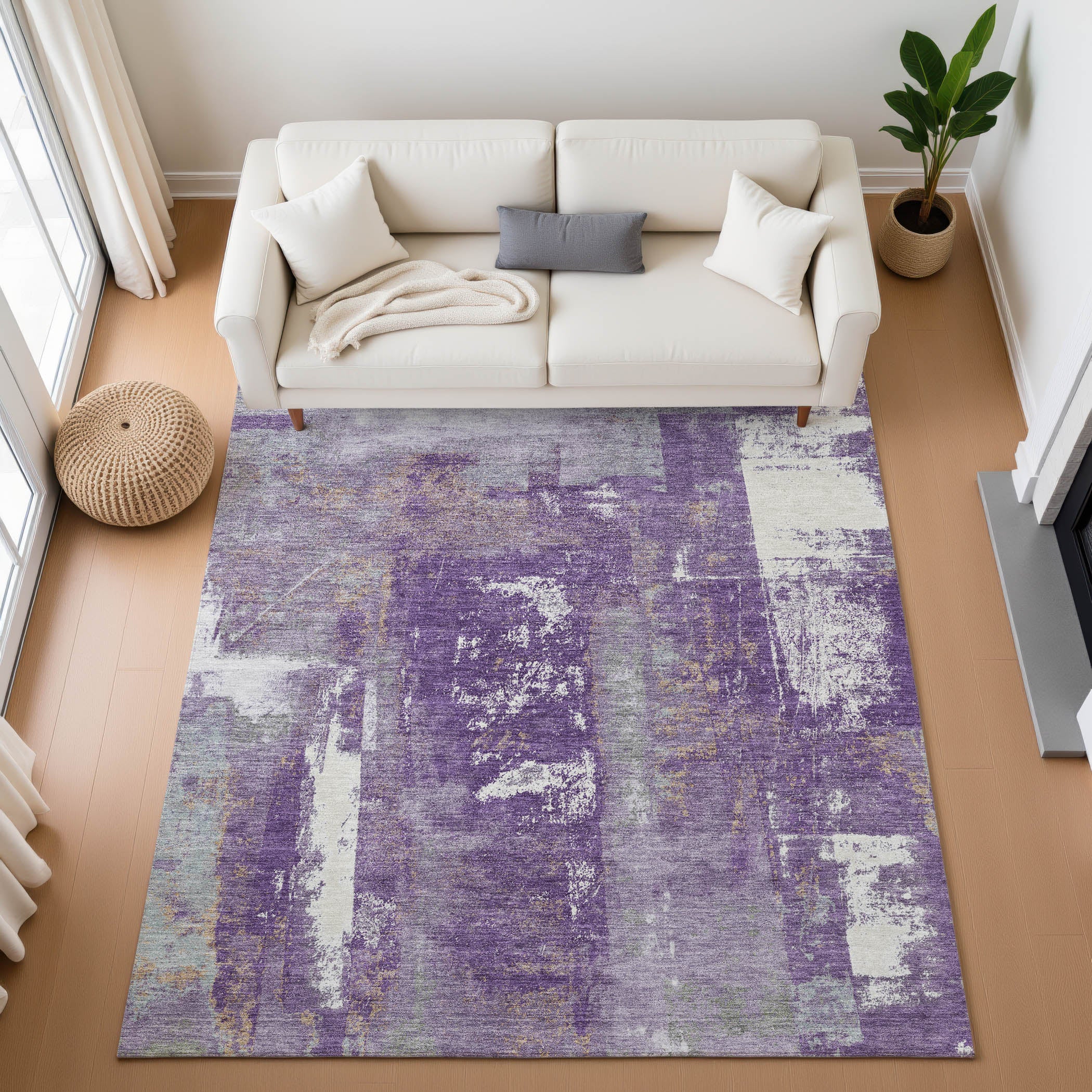 Salzburg Machine Washable Transitional Purple Rug 2'6" x 3'10" #shape_Rectangle