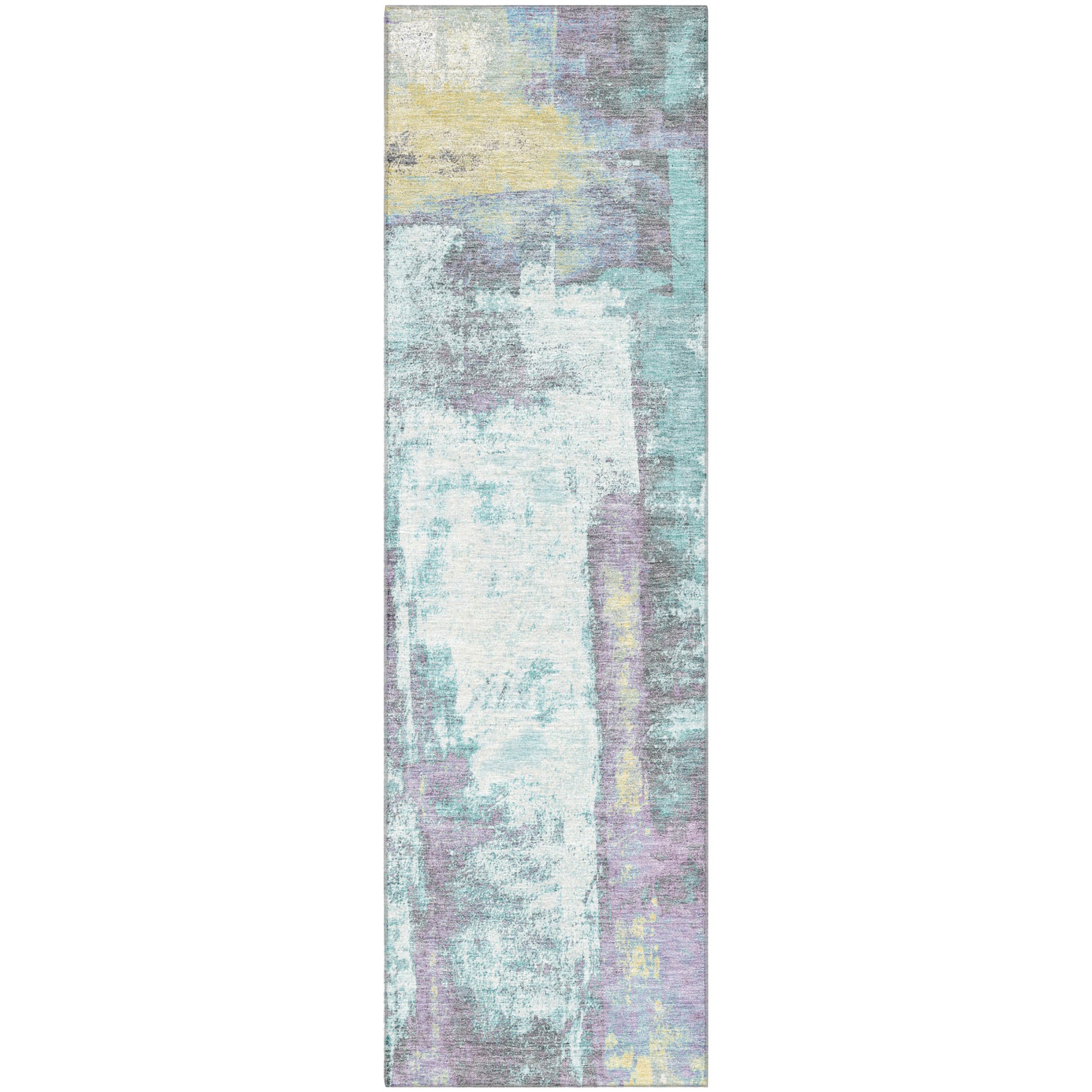 Salzburg Machine Washable Transitional Teal Rug 2'3" x 7'6" #shape_Runner