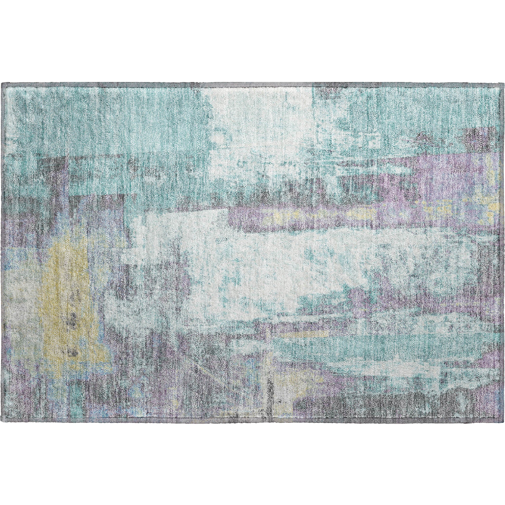 Salzburg Machine Washable Transitional Teal Rug 1'8" x 2'6" #shape_Rectangle