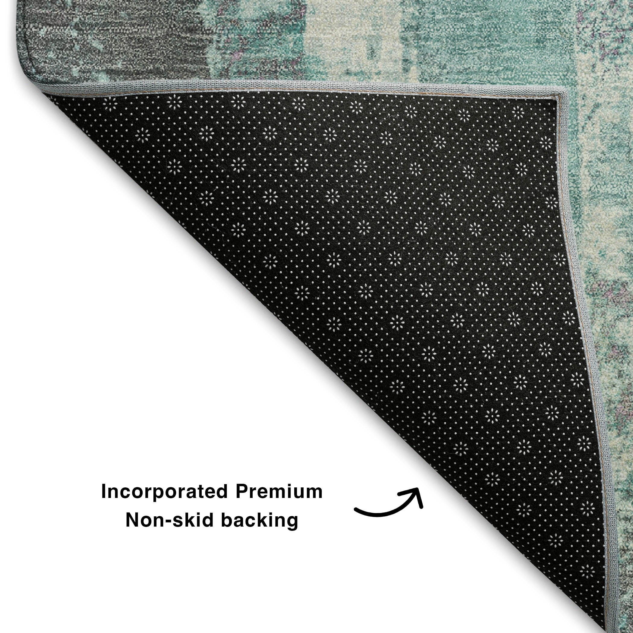 Salzburg Machine Washable Transitional Teal Rug 1'8" x 2'6" #shape_Rectangle