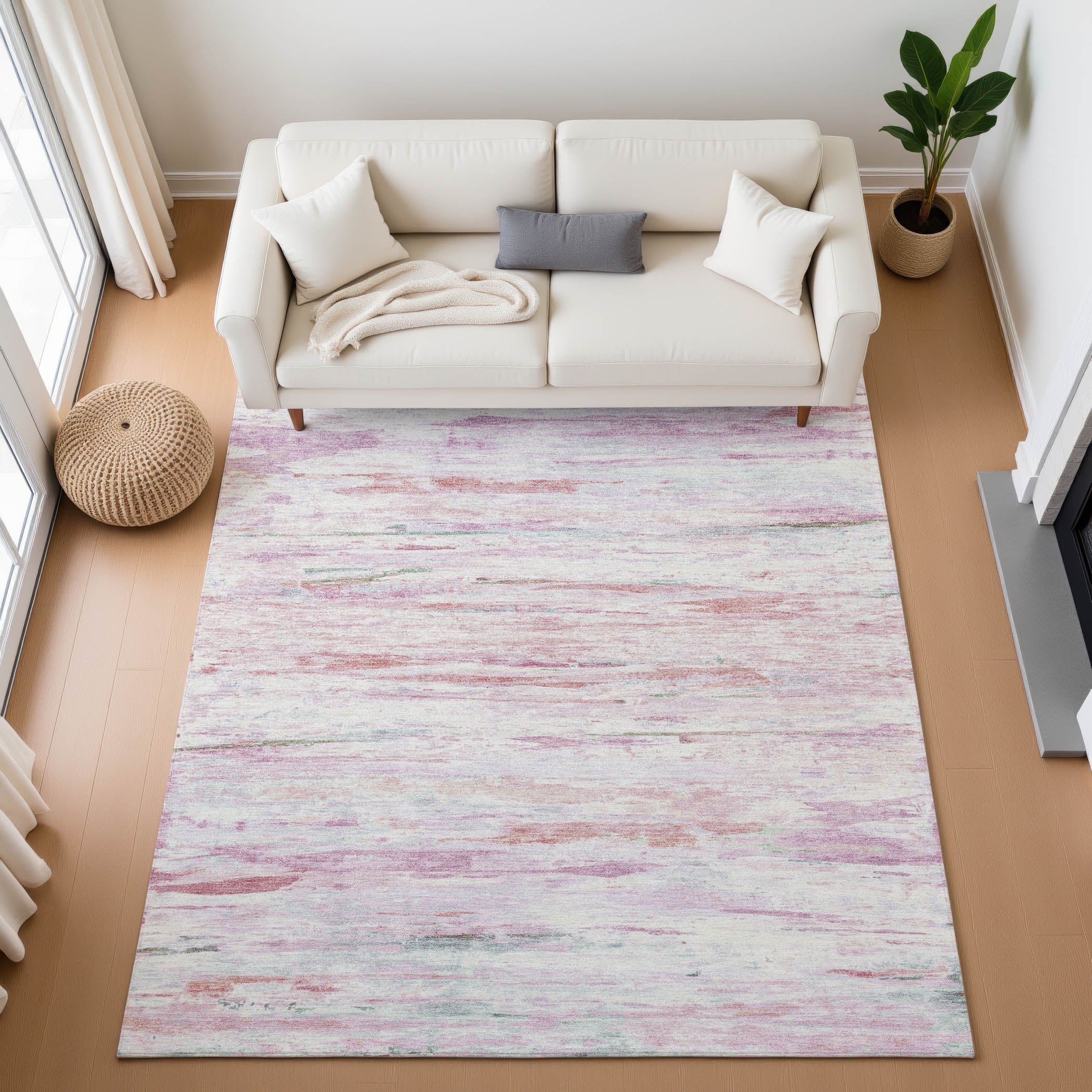 Sarajevo Machine Washable Transitional Blush Pink Rug 2'6" x 3'10" #shape_Rectangle